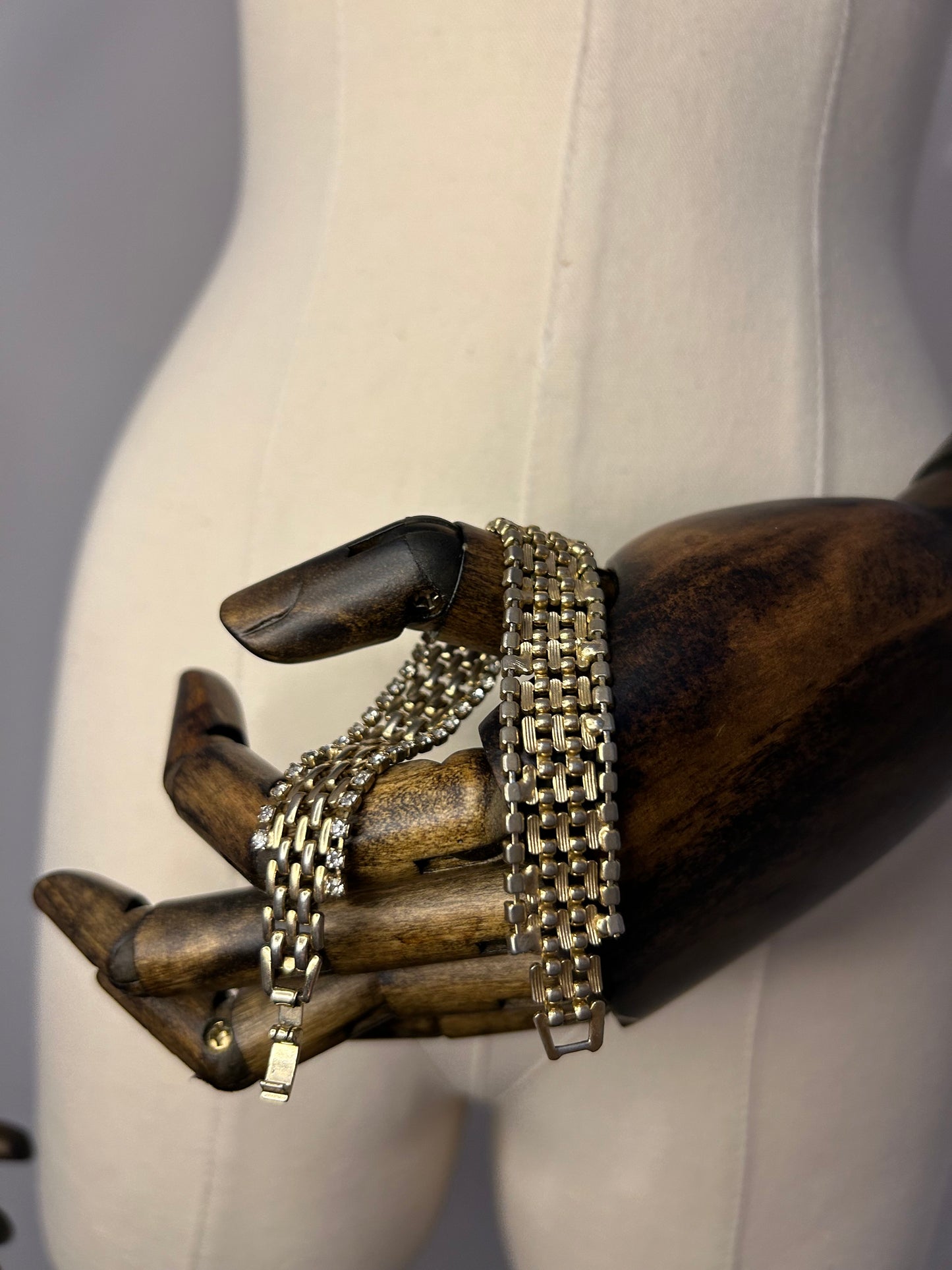 Gold Tone Chain and Diamanté Bracelet