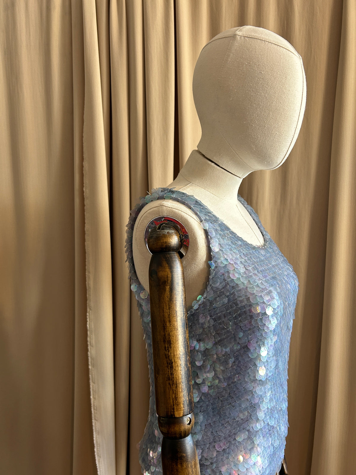 Pale Blue Sequin Tank Top
