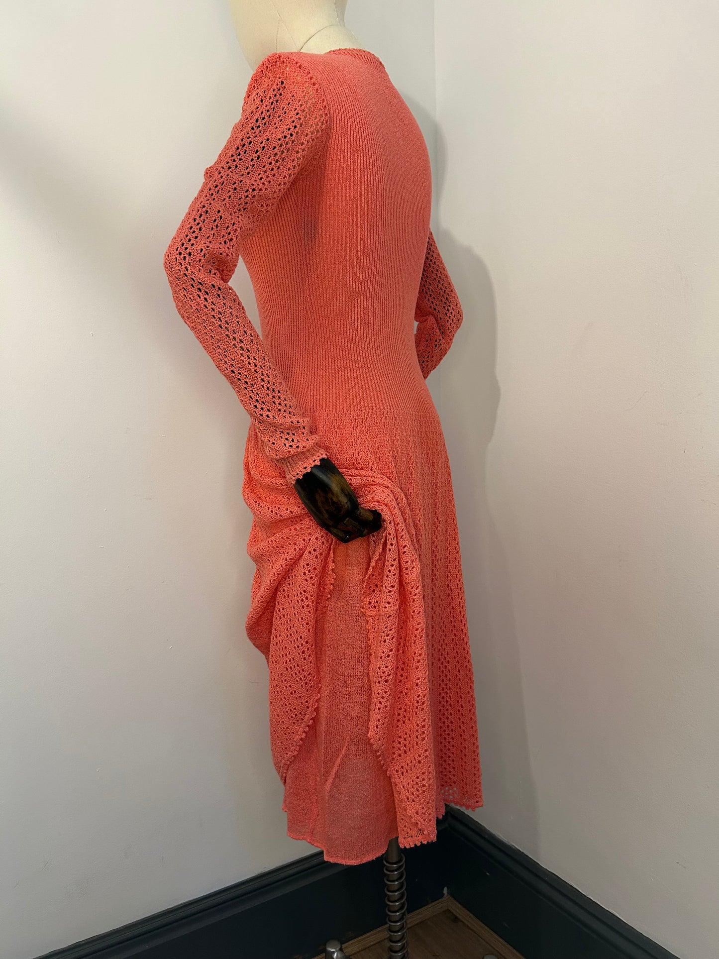 Coral knitted dress