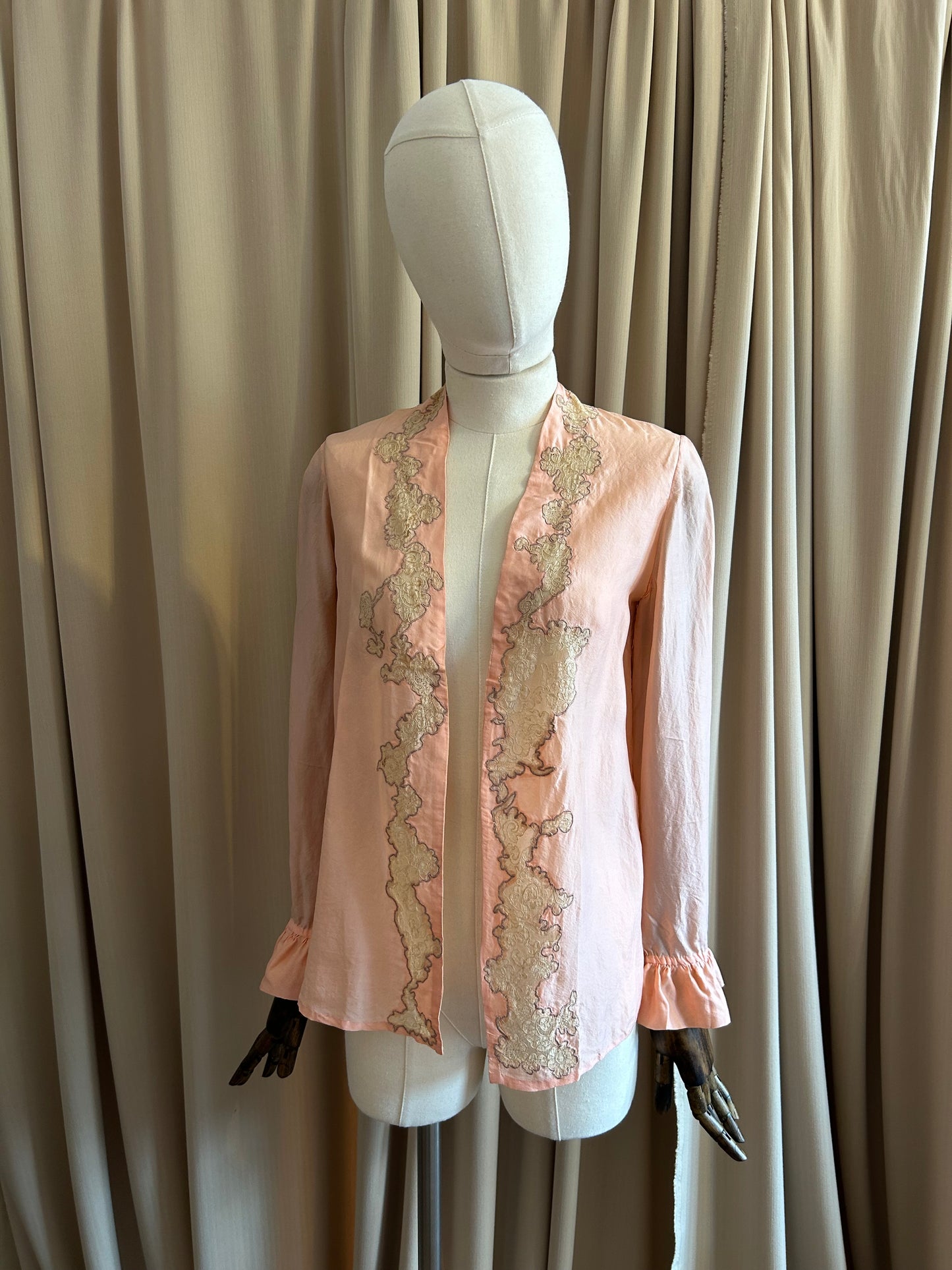 Late 20s Peach Silk Bed Jacket