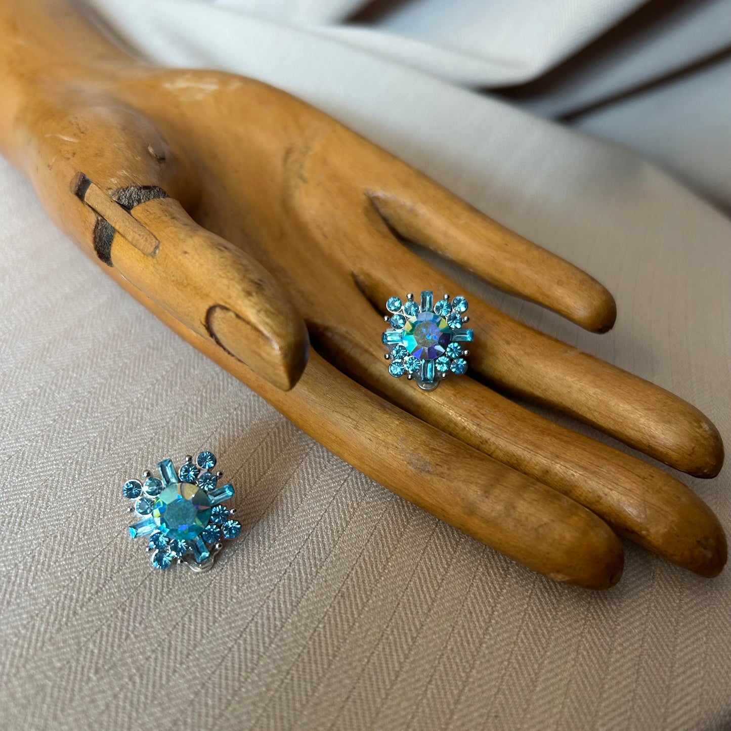 Blue Rhinestone Clip Ons