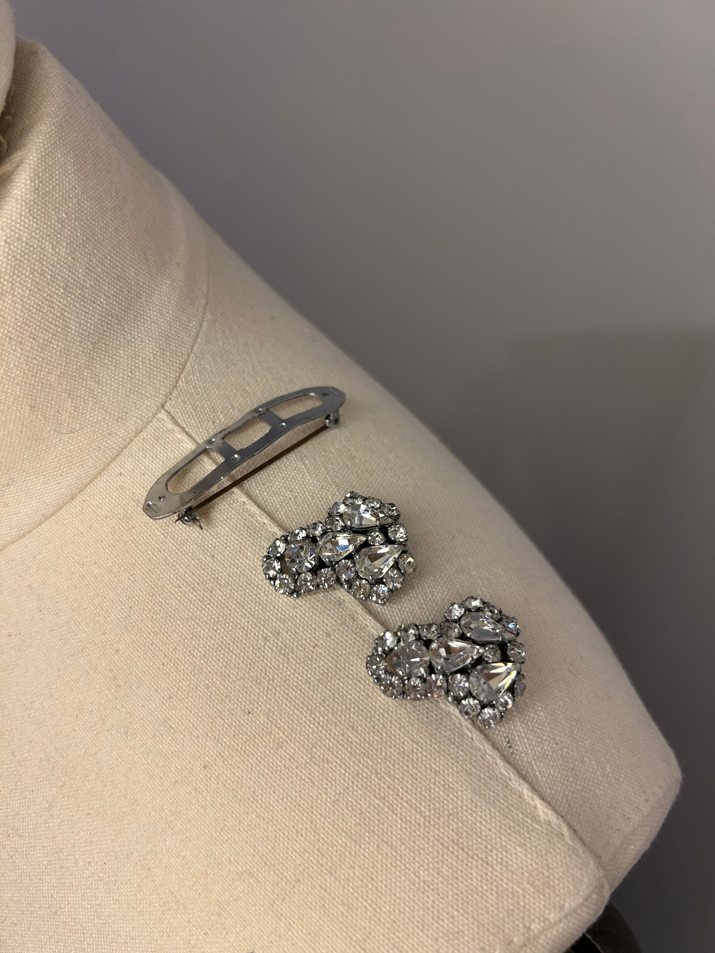 Silver Diamanté Brooch and Clip
