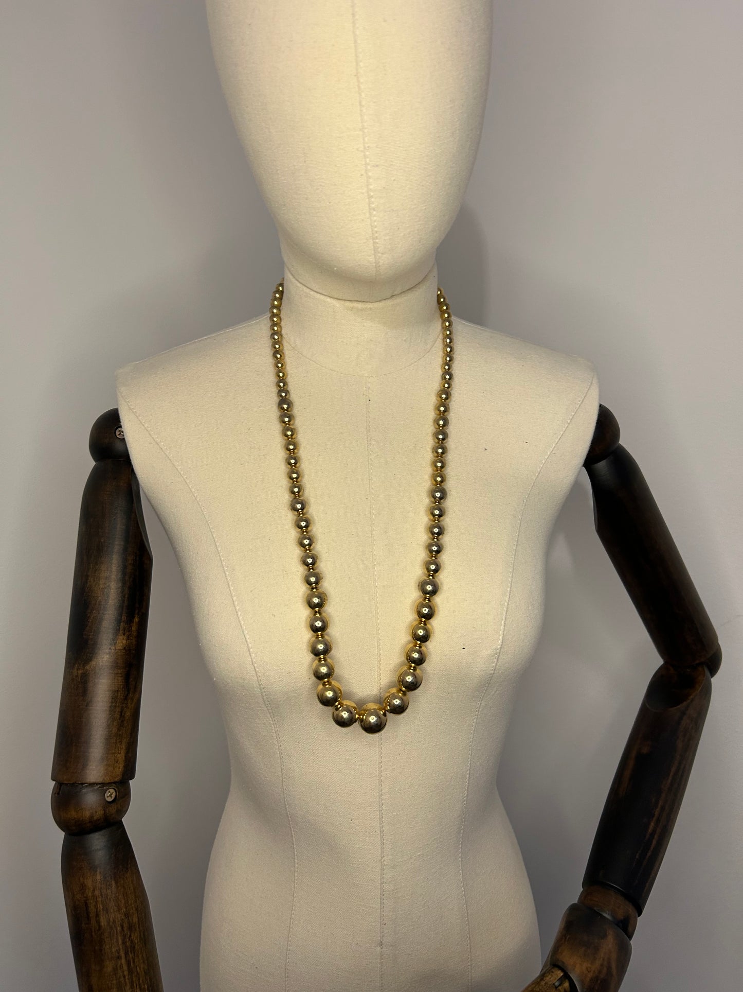 Long Gold Ball Necklace