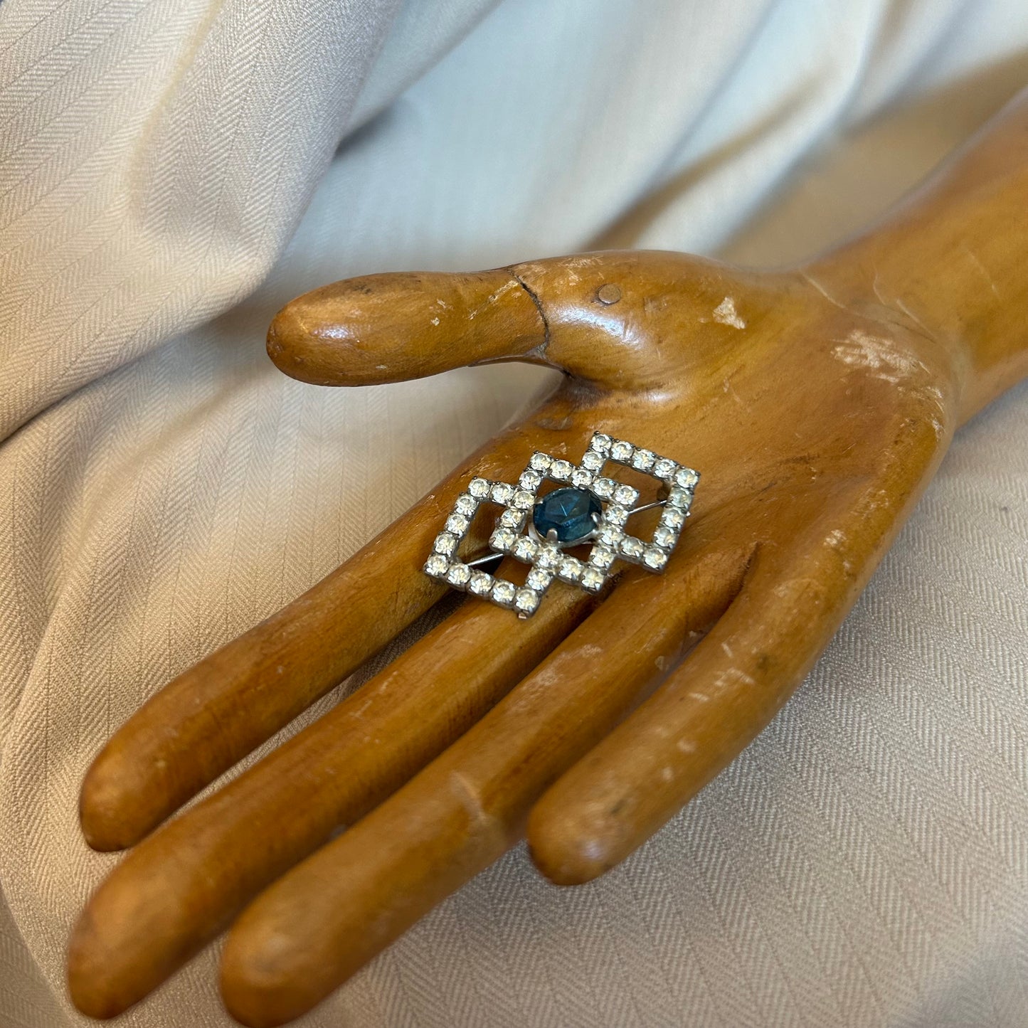 Rhinestone Brooch with Blue Stone