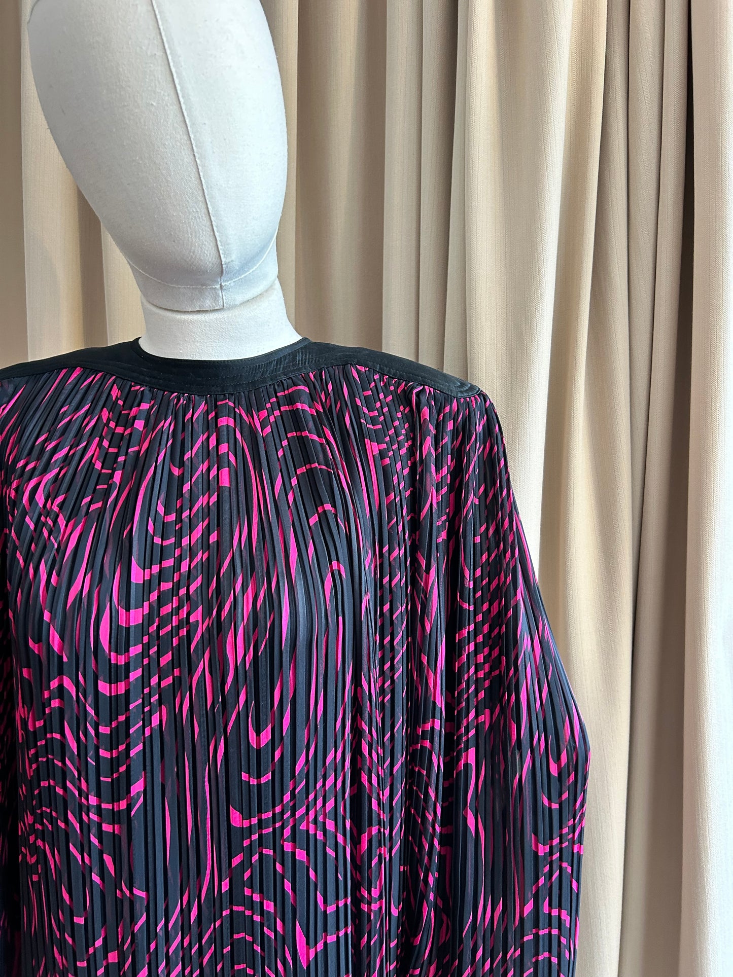 Black and Pink Pleat Dress