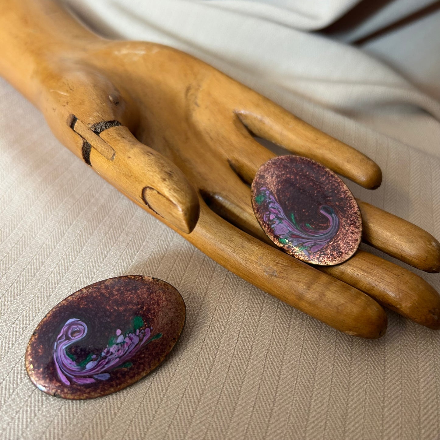 Purple Swirled Enamel Clip On