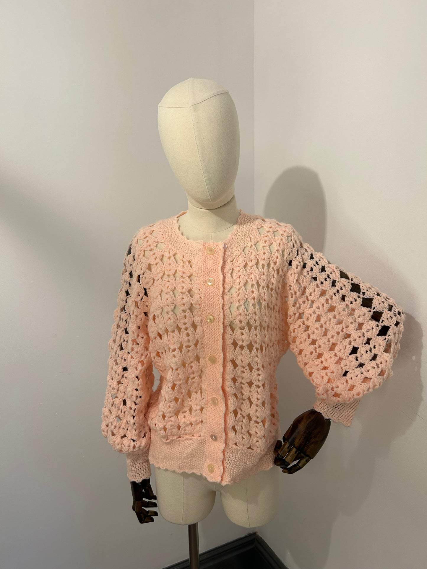 Pastel Pink Crochet Cardigan