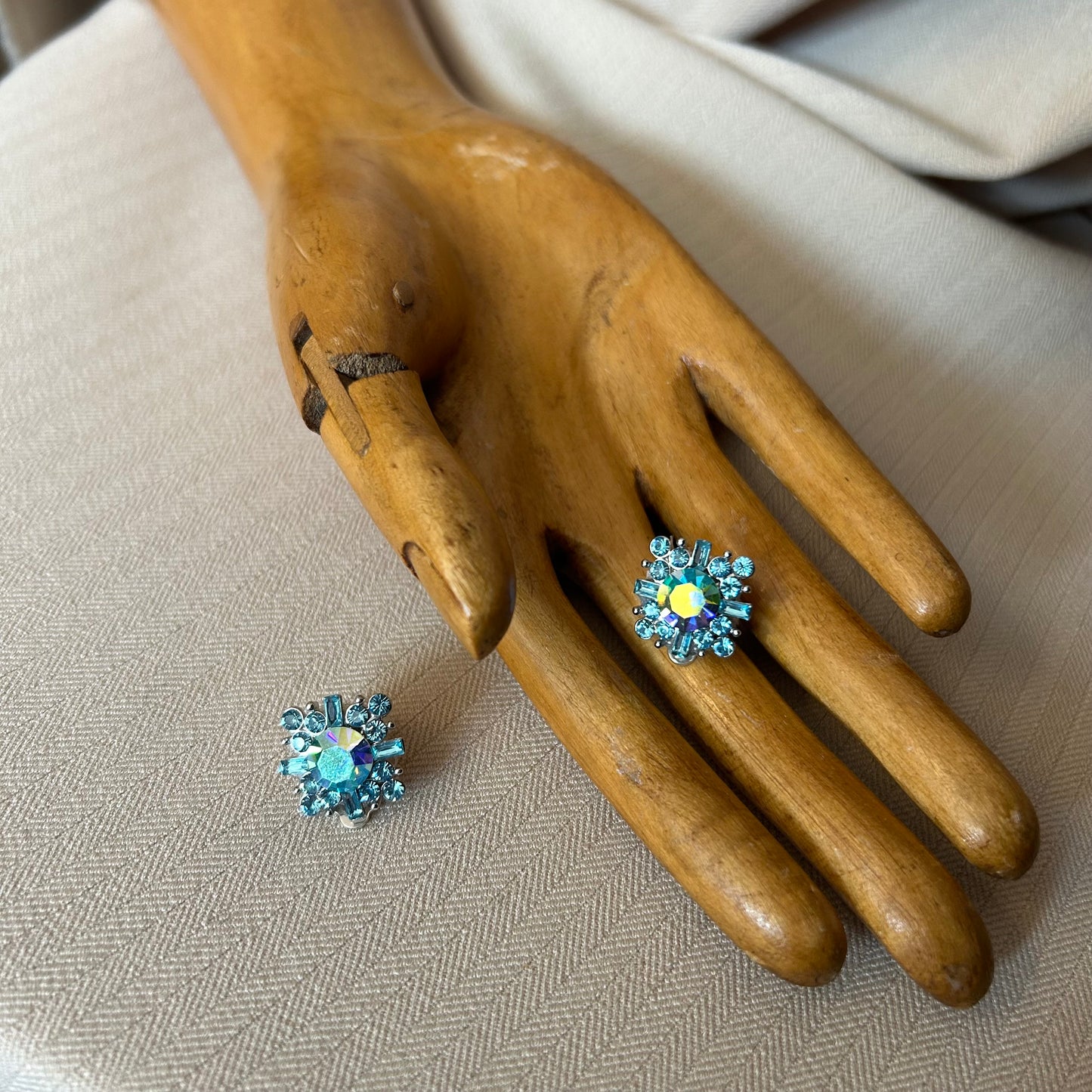 Blue Rhinestone Clip Ons