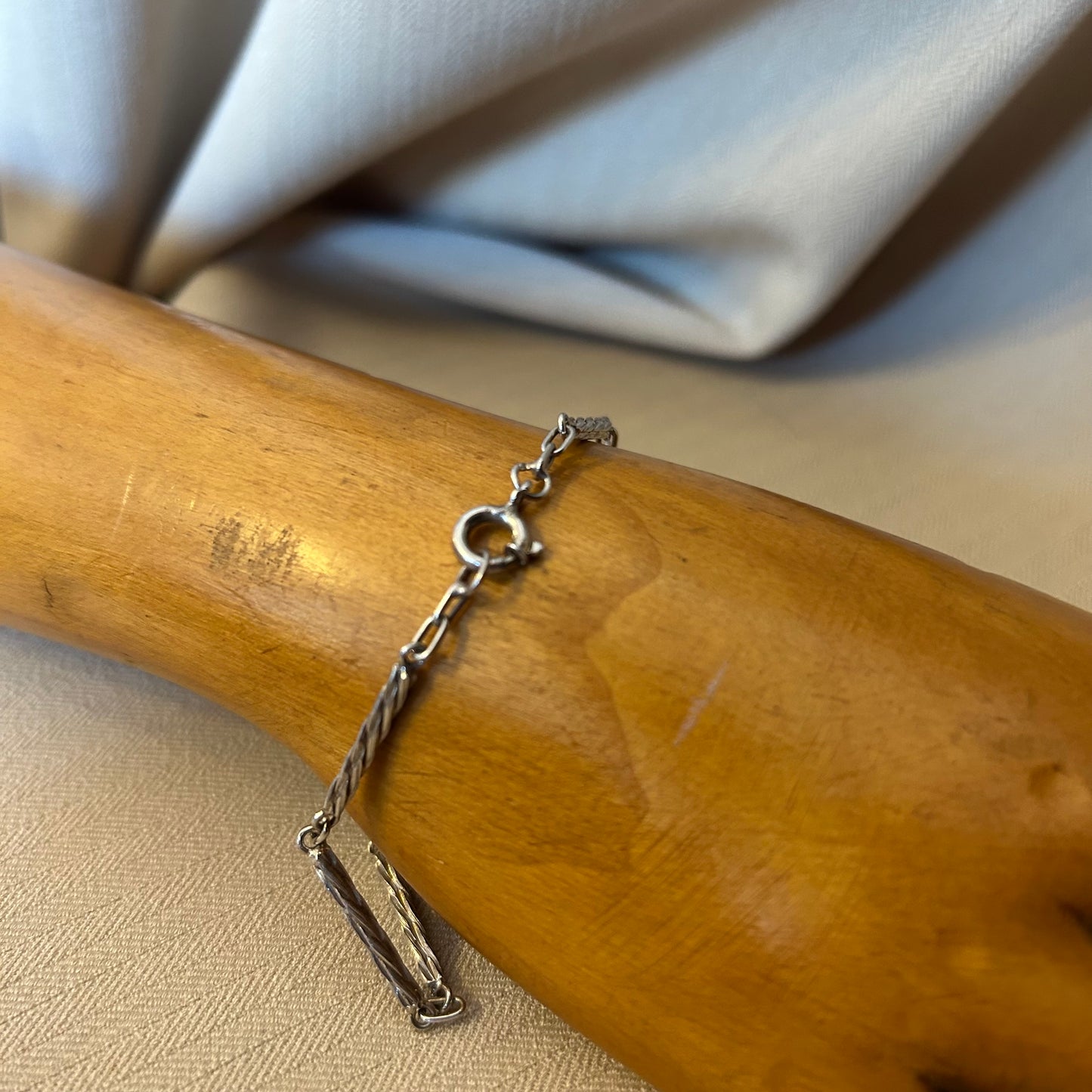 Sterling Silver Twisted Bar Chain Bracelet