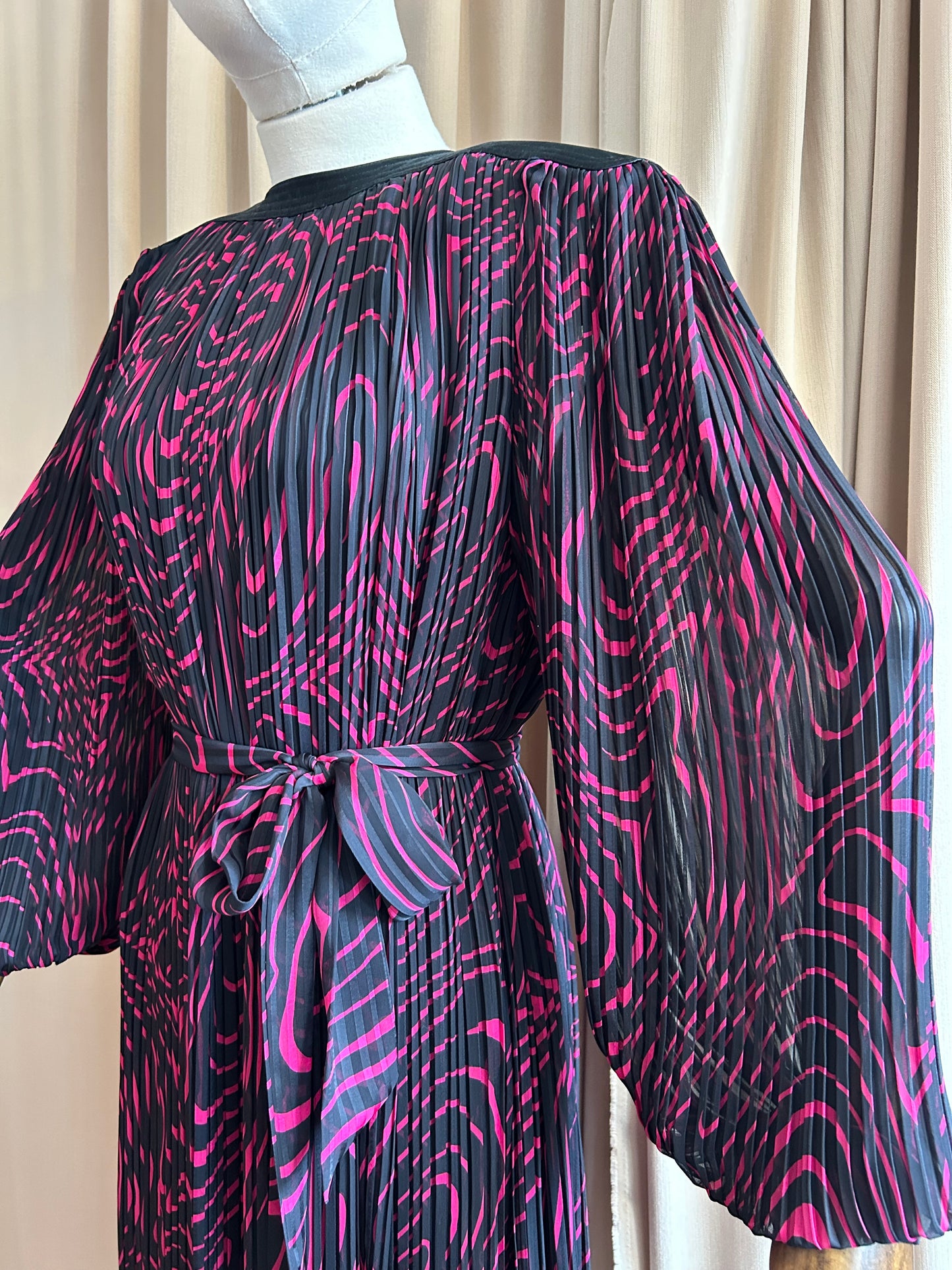 Black and Pink Pleat Dress