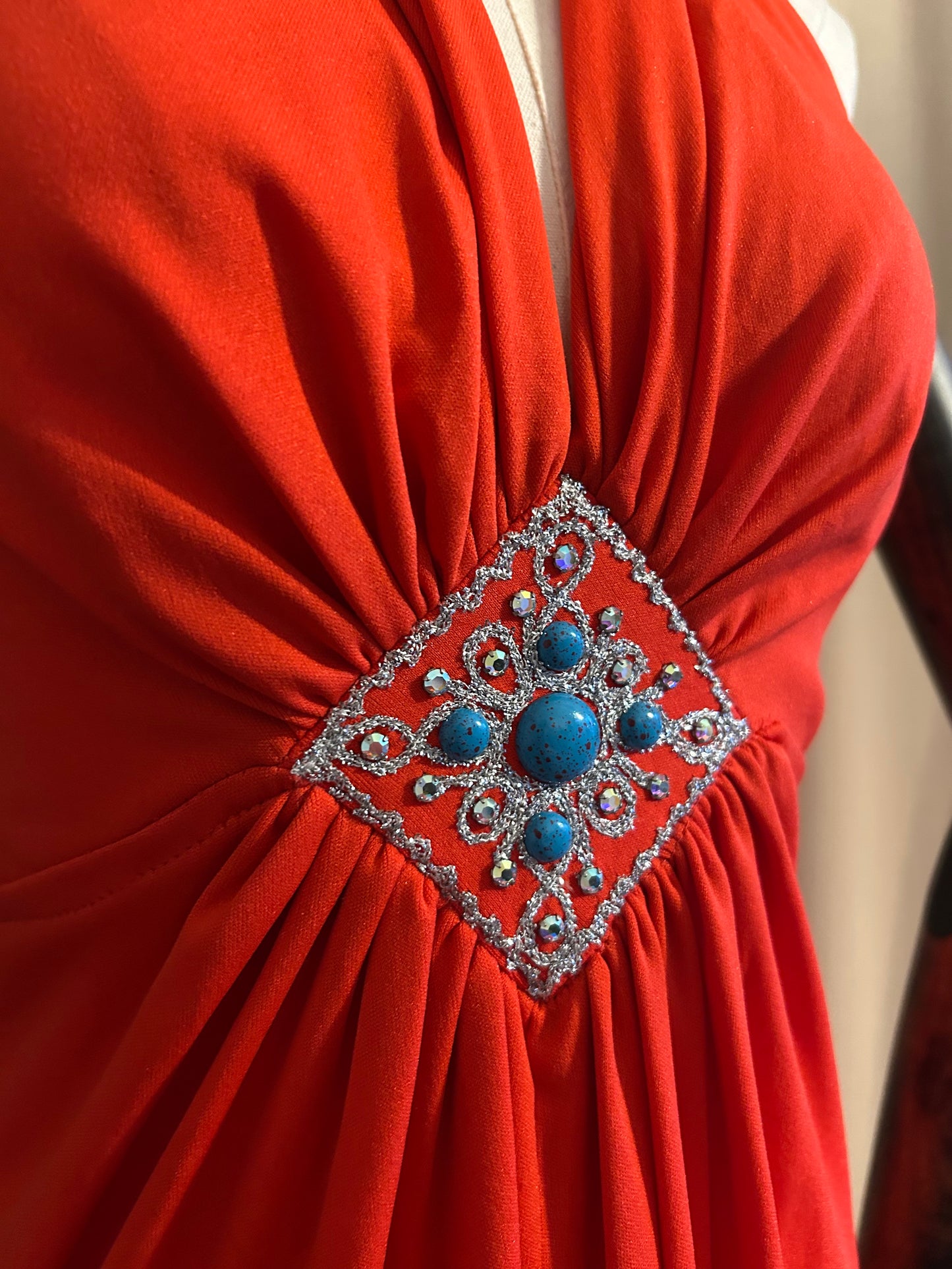 Orange Gown With Turquoise