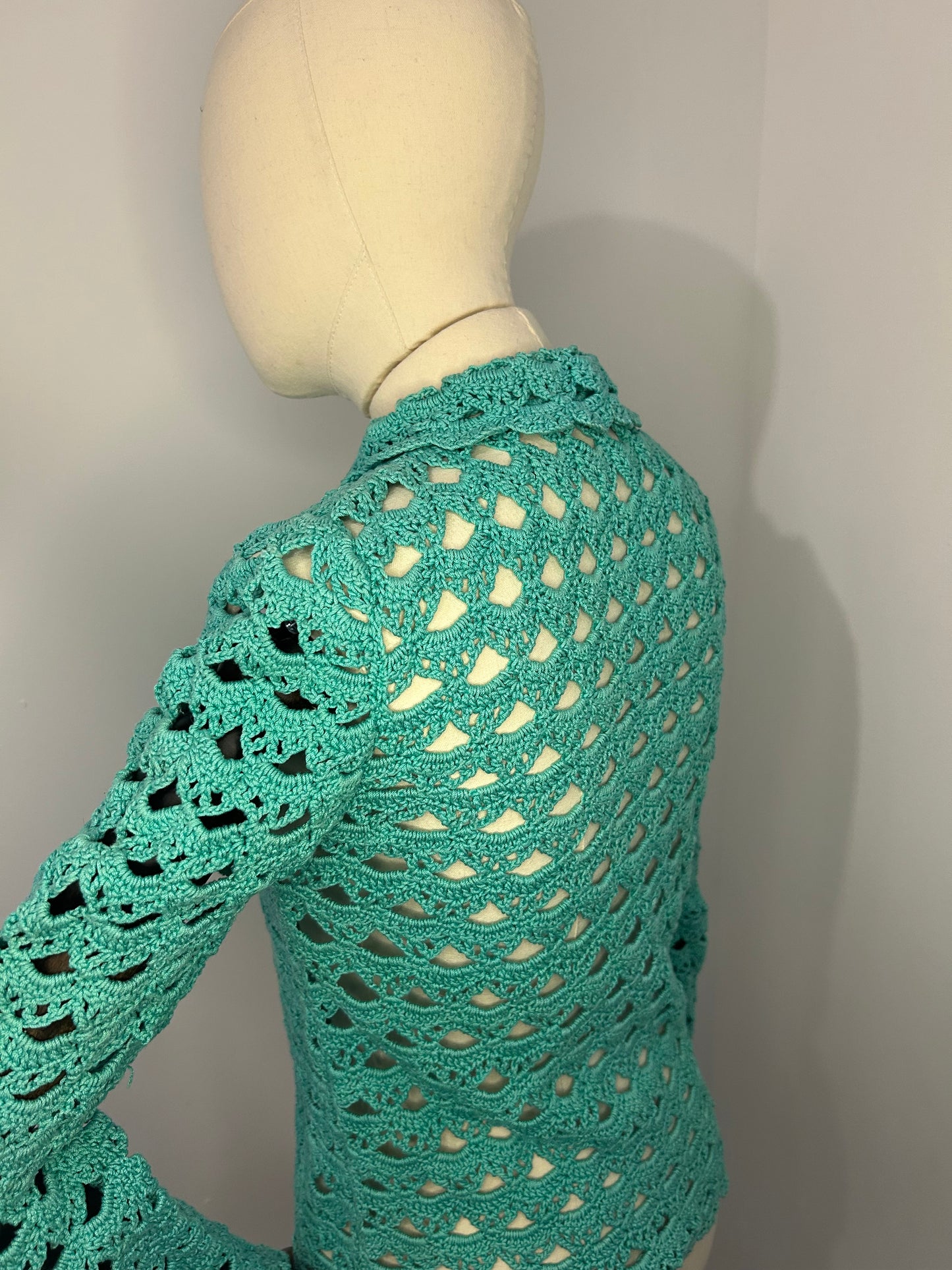 Teal crochet cardigan