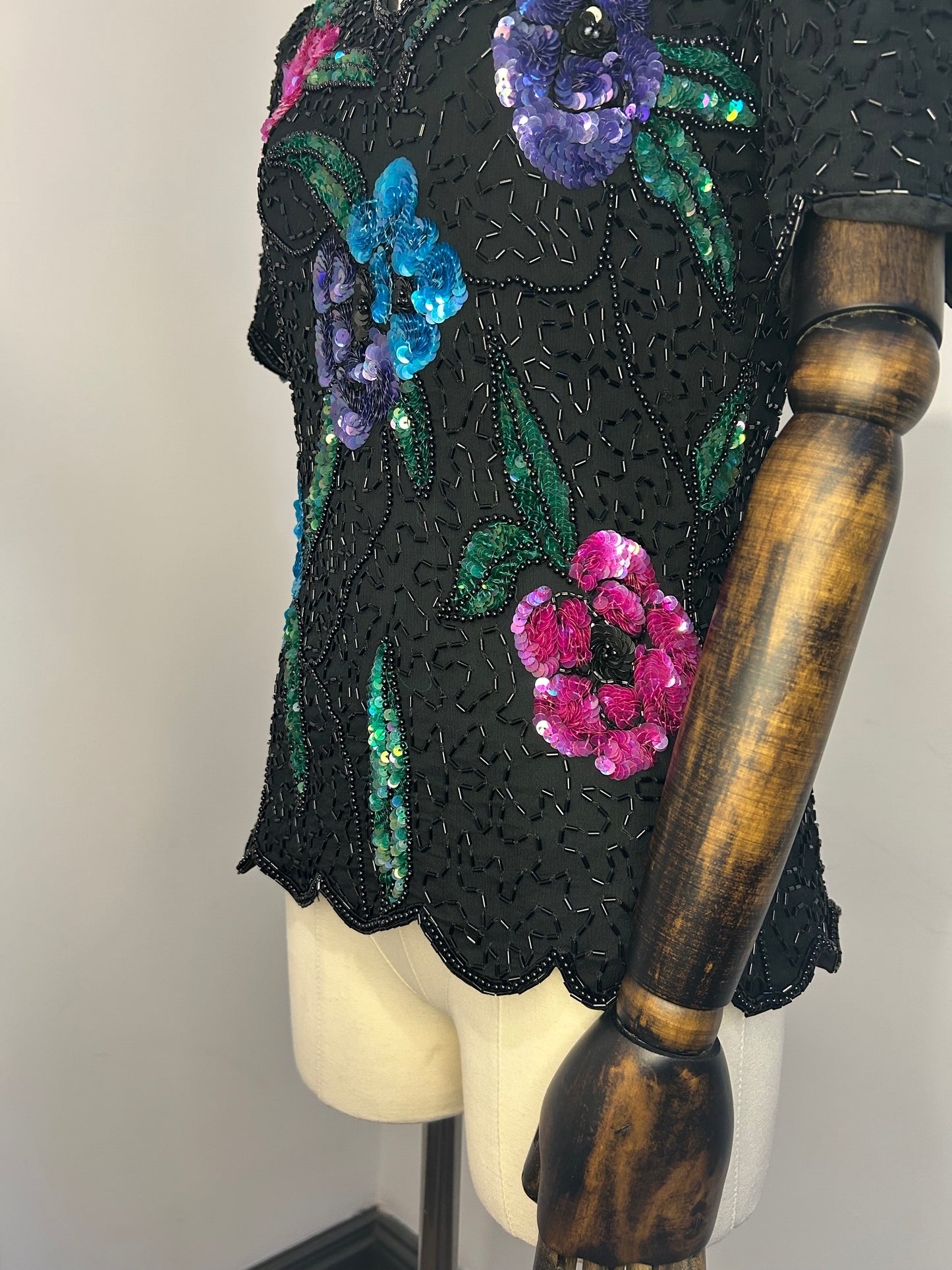 Sequin Floral on Black