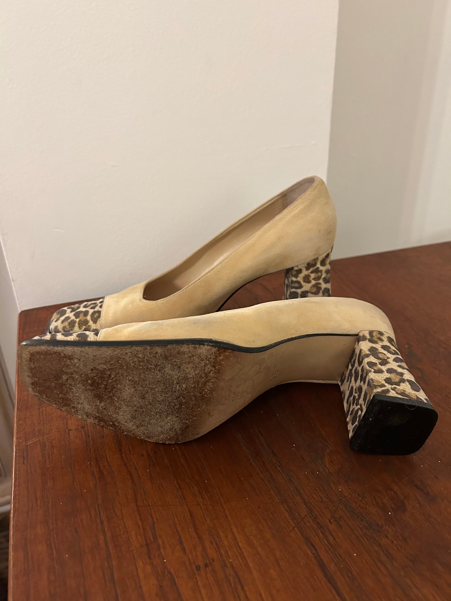 Escada Leopard Block Heels