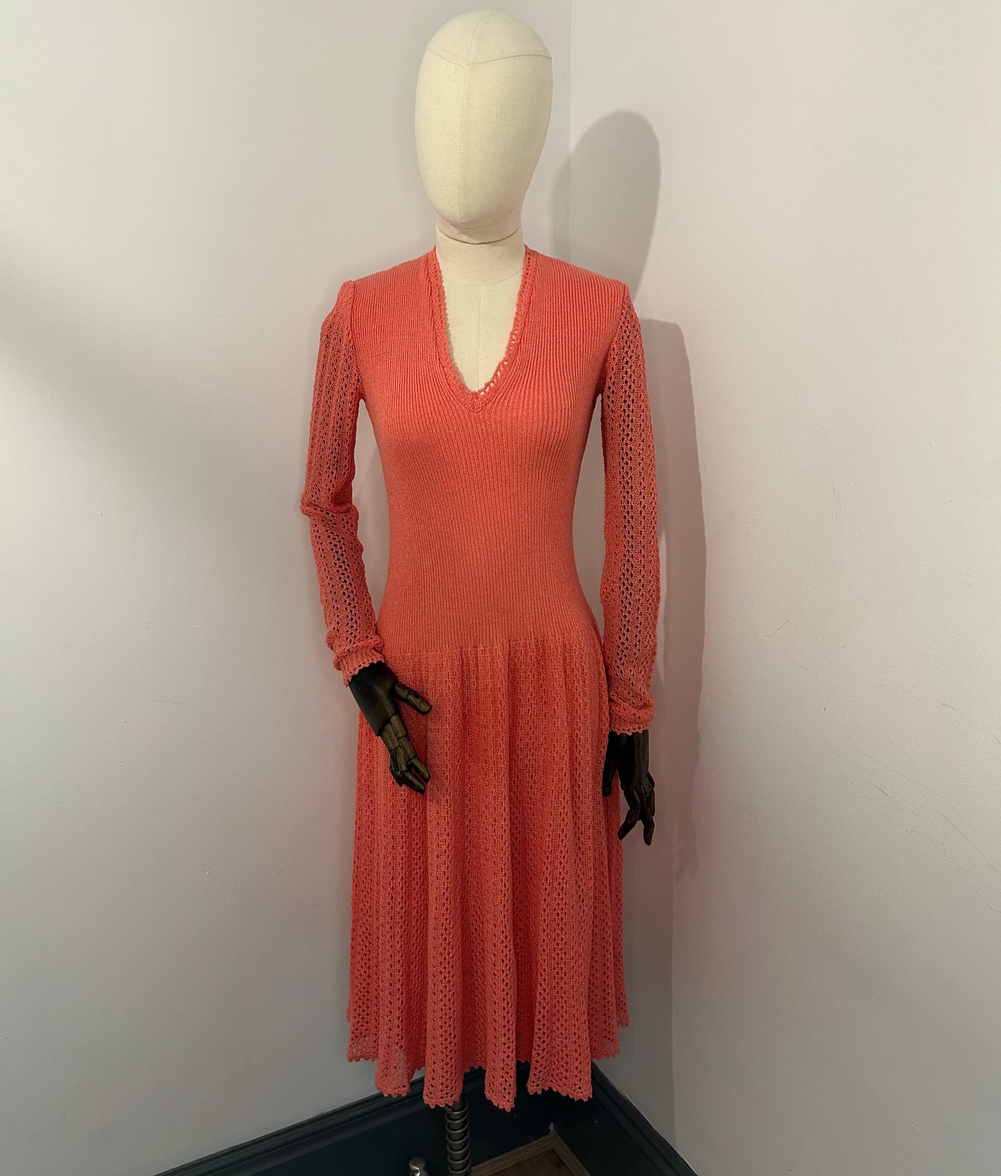 Coral knitted dress