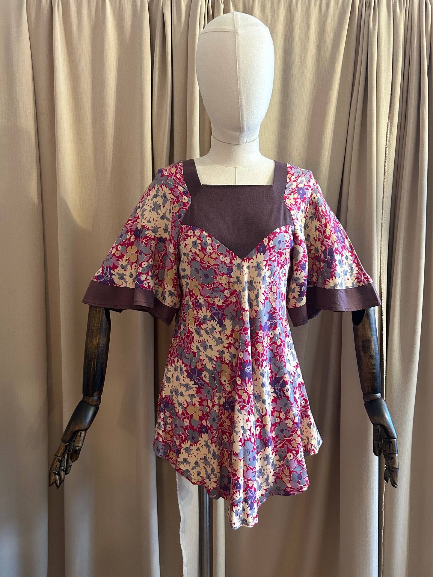 Floral Angel Sleeve Blouse