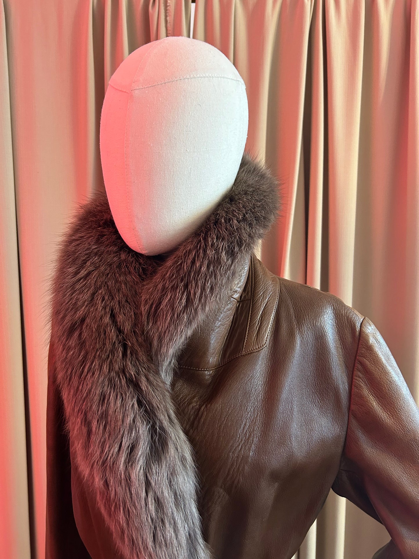 1970s Leather and Fox Fur Penny Lane Coat