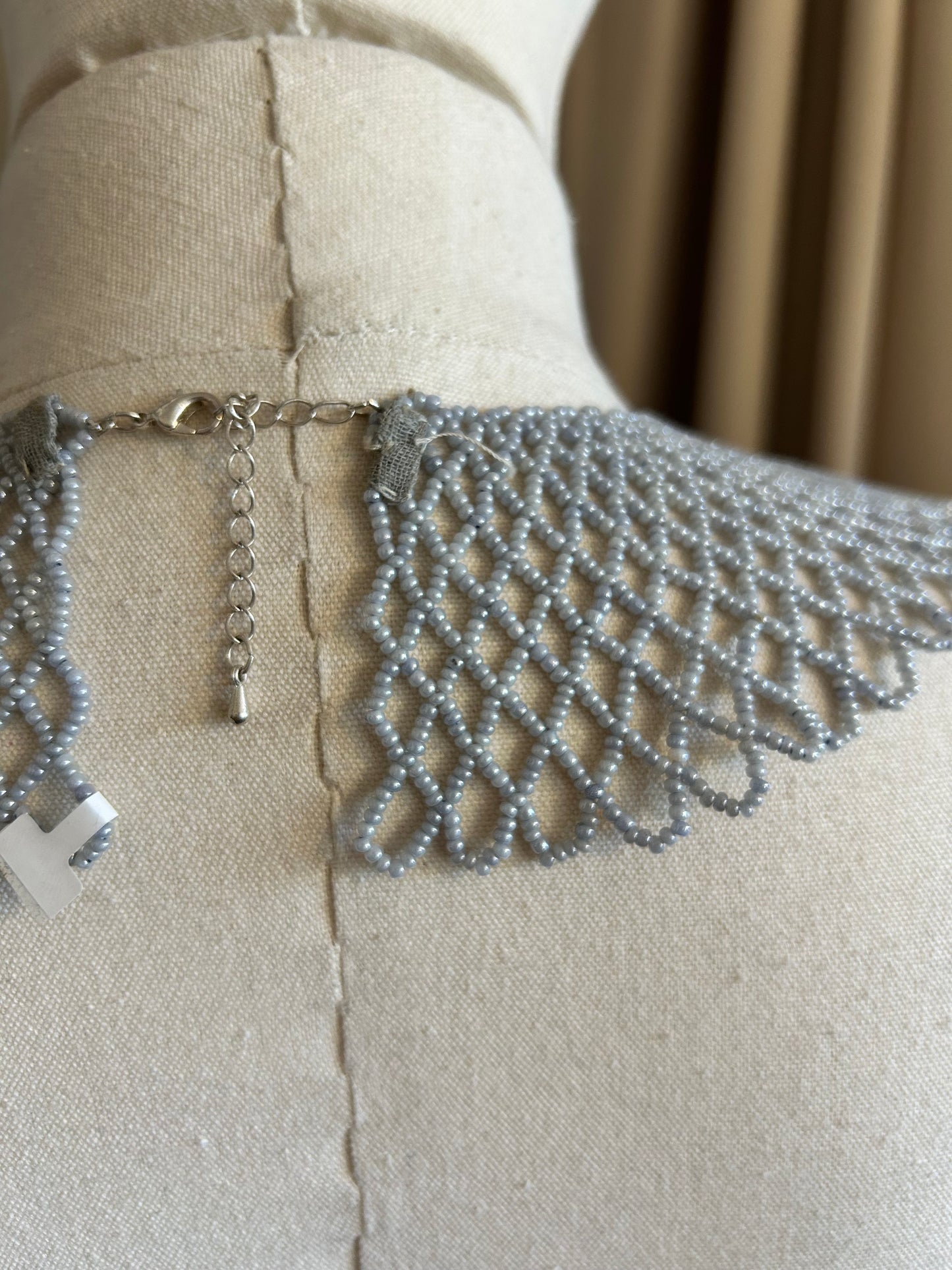 Pigeon Grey Beaded Collar
