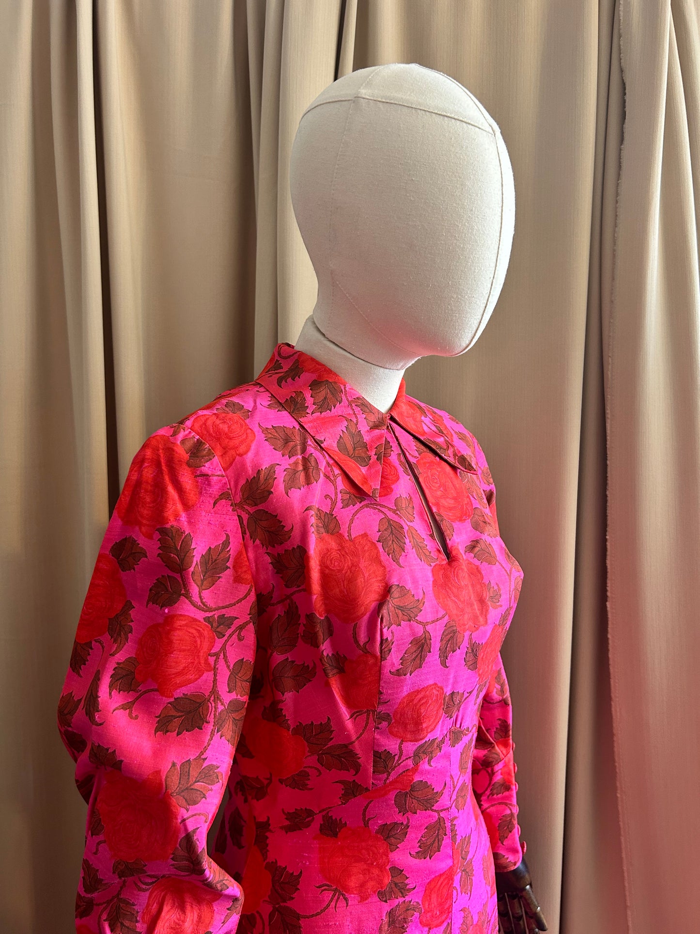 Raw Silk Printed Dress