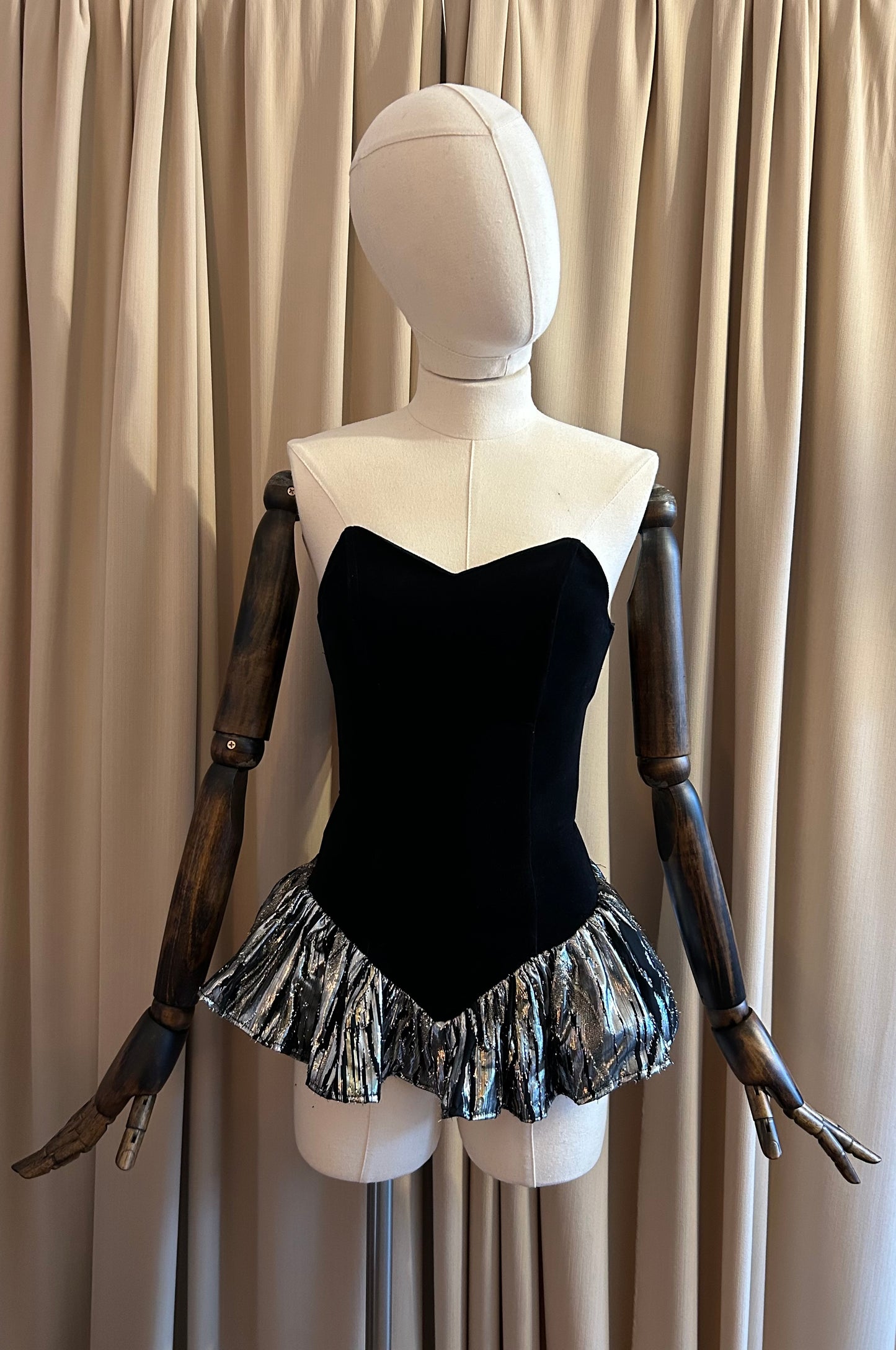 Velvet Corset Top With Ruffle