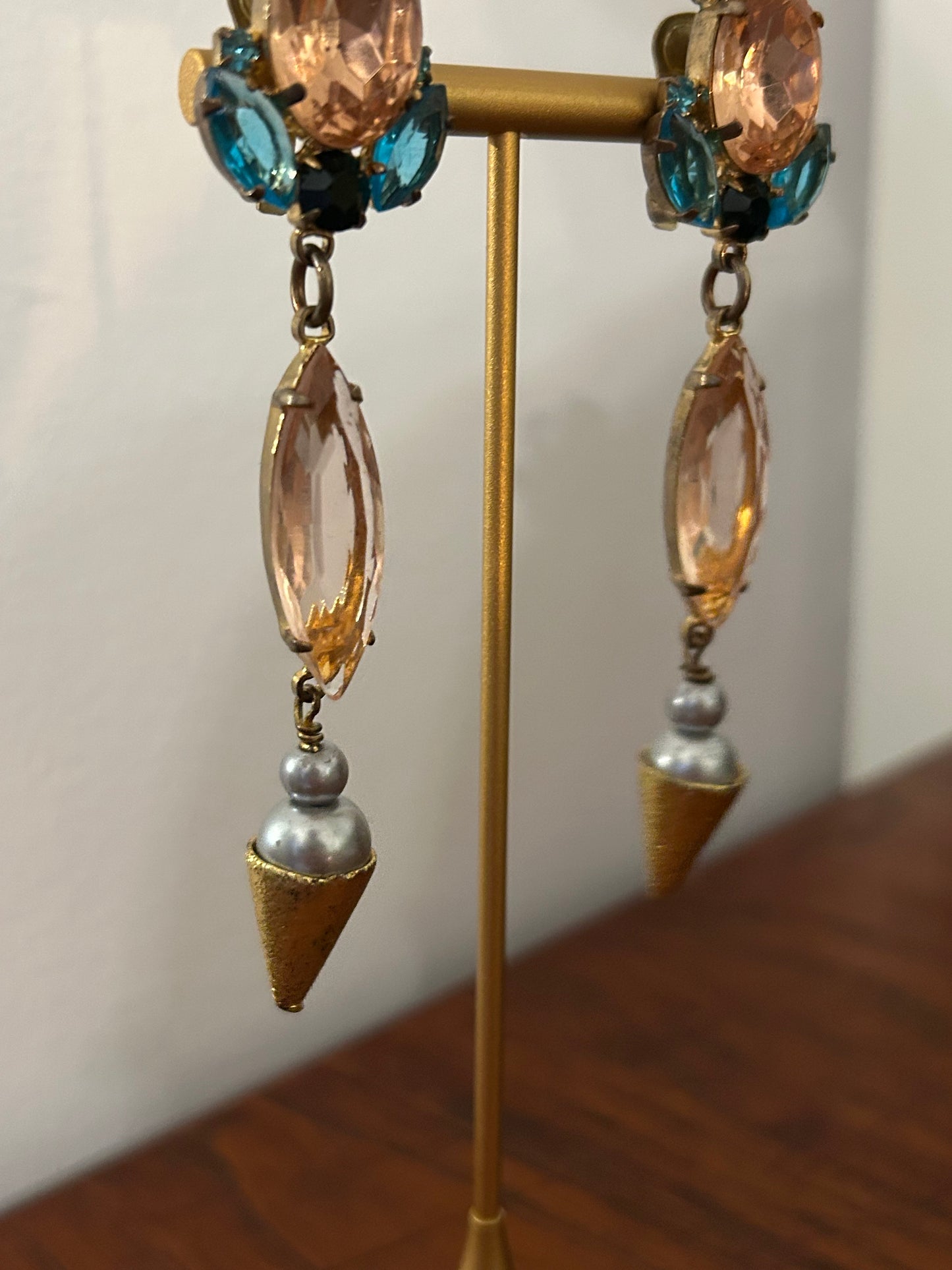 Long Beaded Clip On Earrings