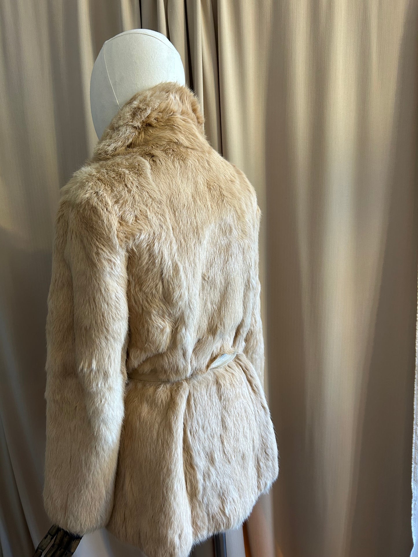 Belted Rabbit Fur Coat