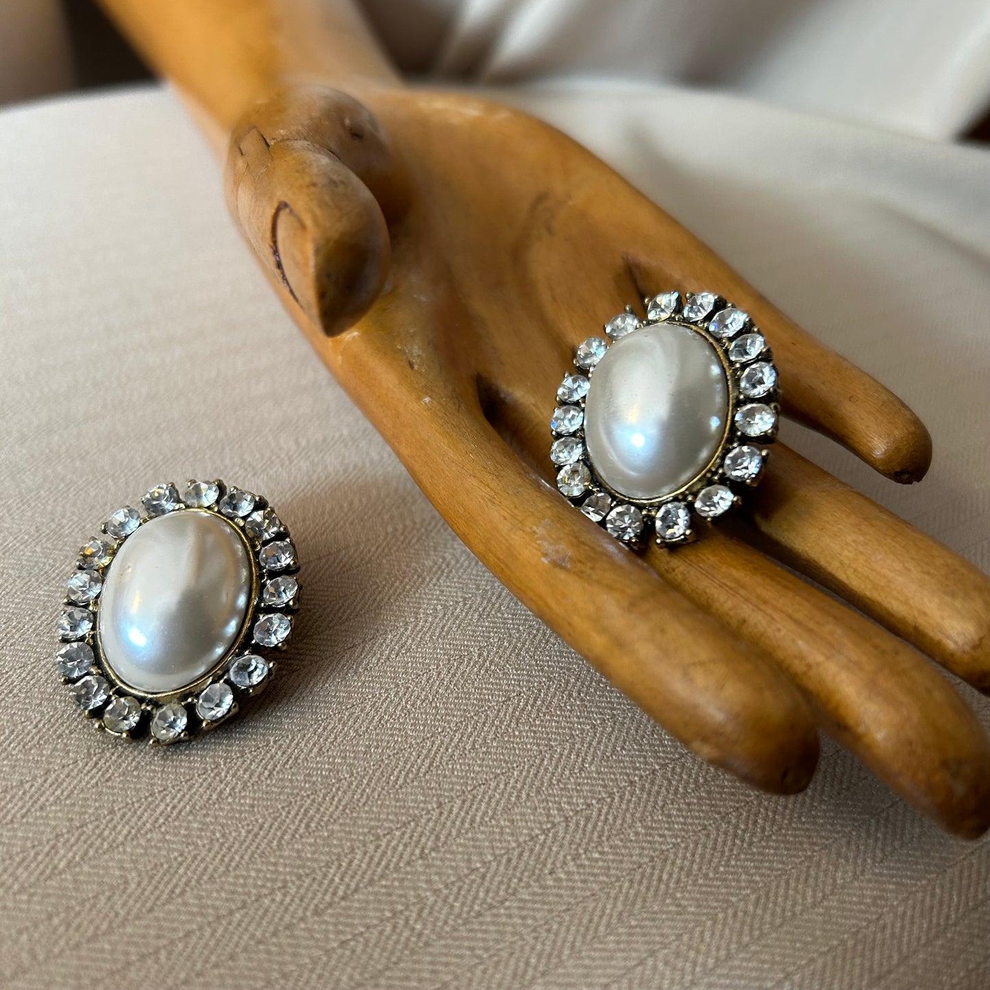 Pearl and Rhinestone Framed Clip Ons
