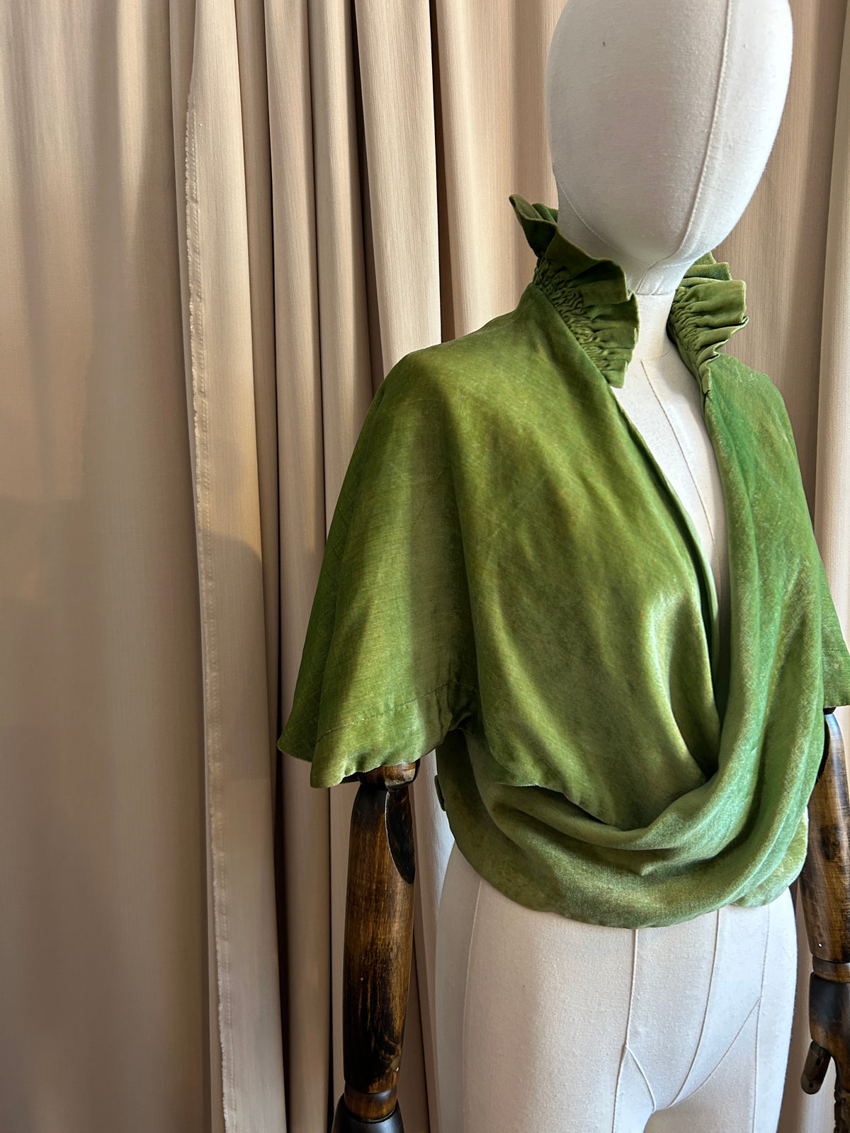 Ruffle Neck Velvet Cape