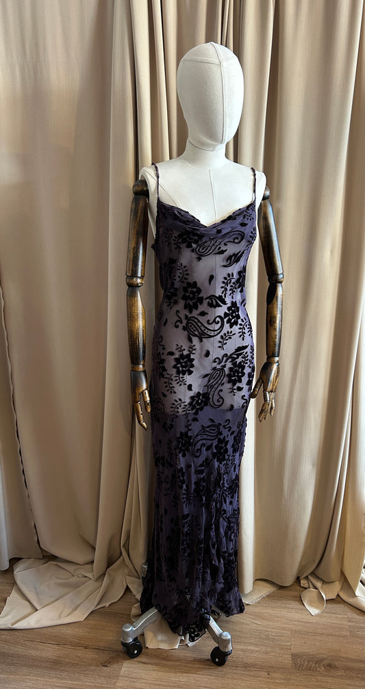 90s Devoré Bias Cut Gown