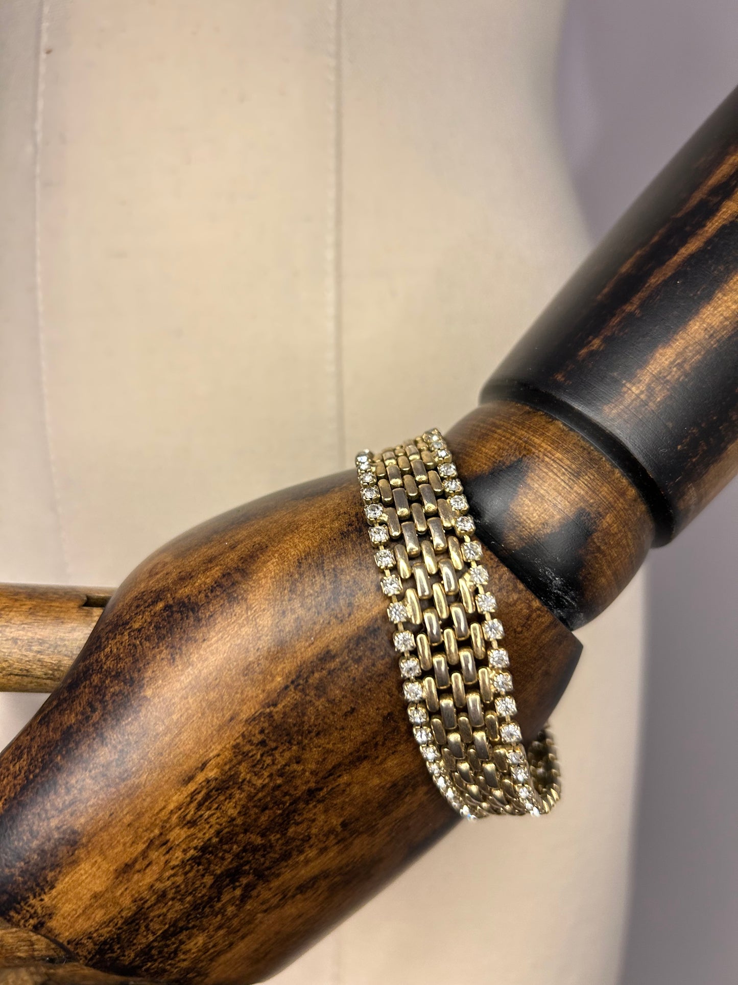 Gold Tone Chain and Diamanté Bracelet