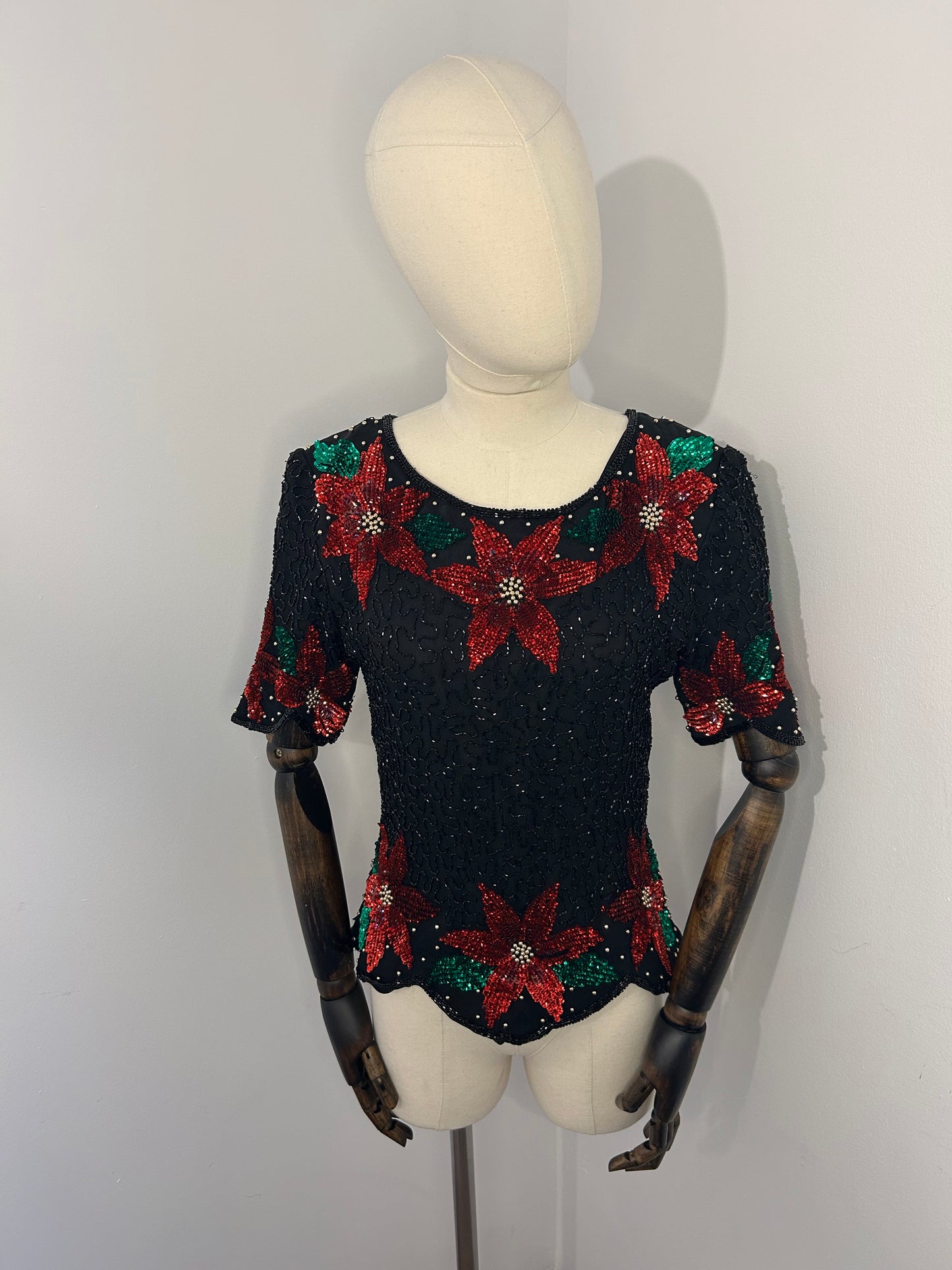 Sequin Poinsettia top