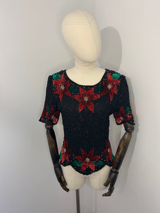 Sequin Poinsettia top