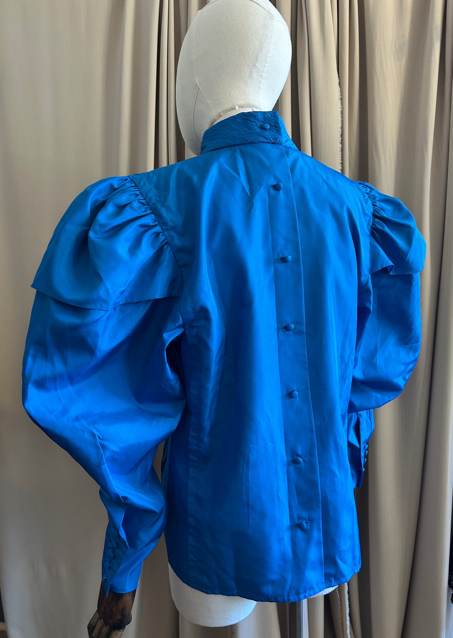 Electric Blue Balloon Sleeve Blouse