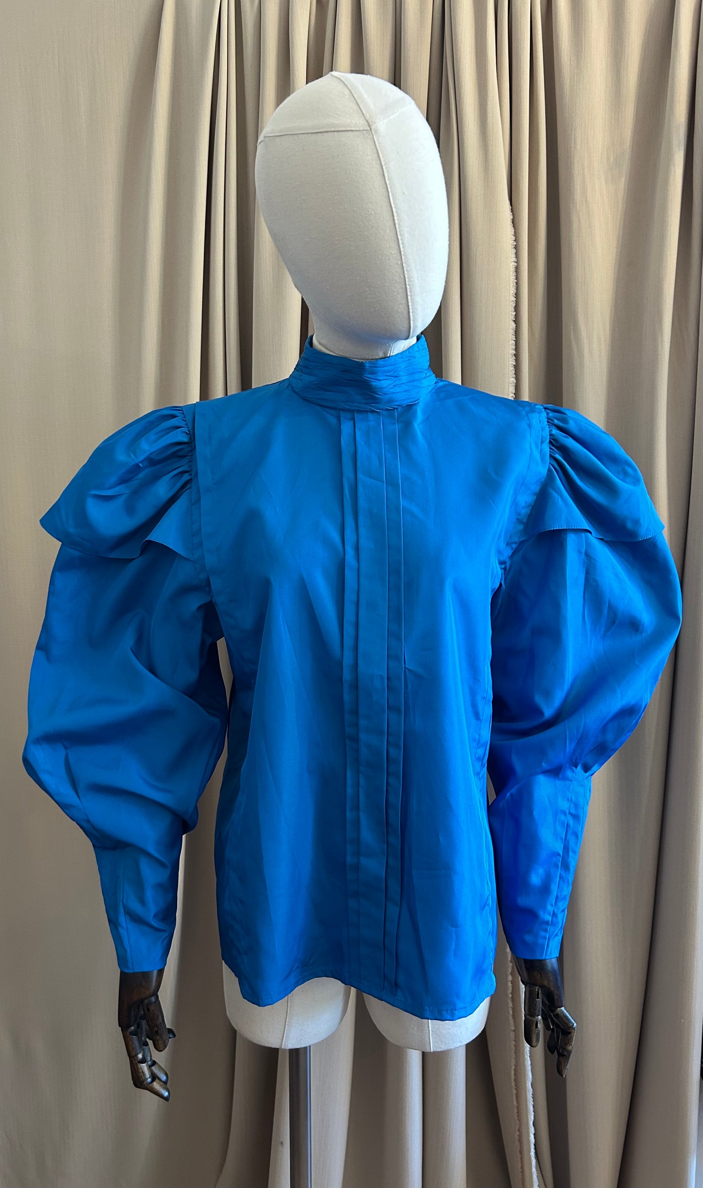 Electric Blue Balloon Sleeve Blouse
