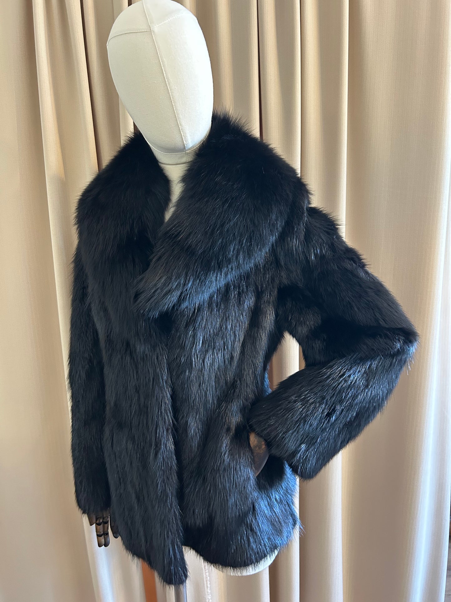 Black Fox Fur Fitted Jacket