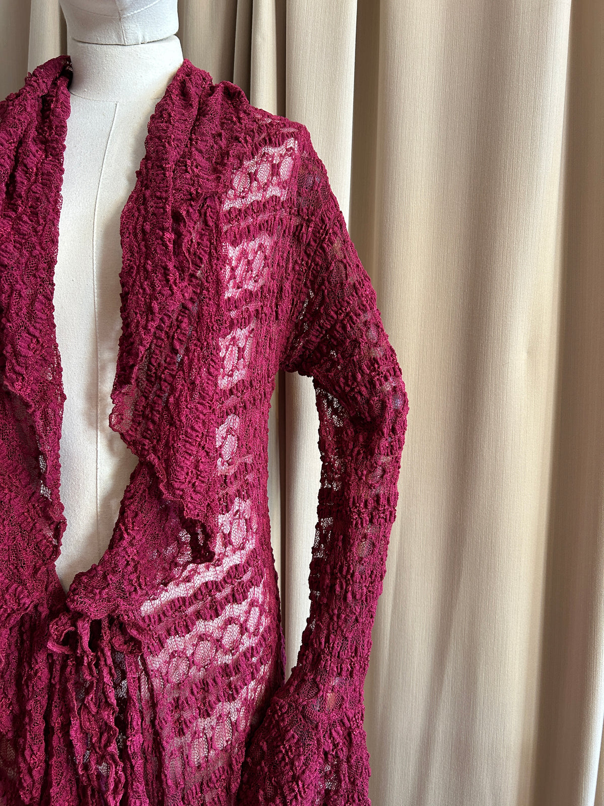 Longline Burgundy Lace Cardigan