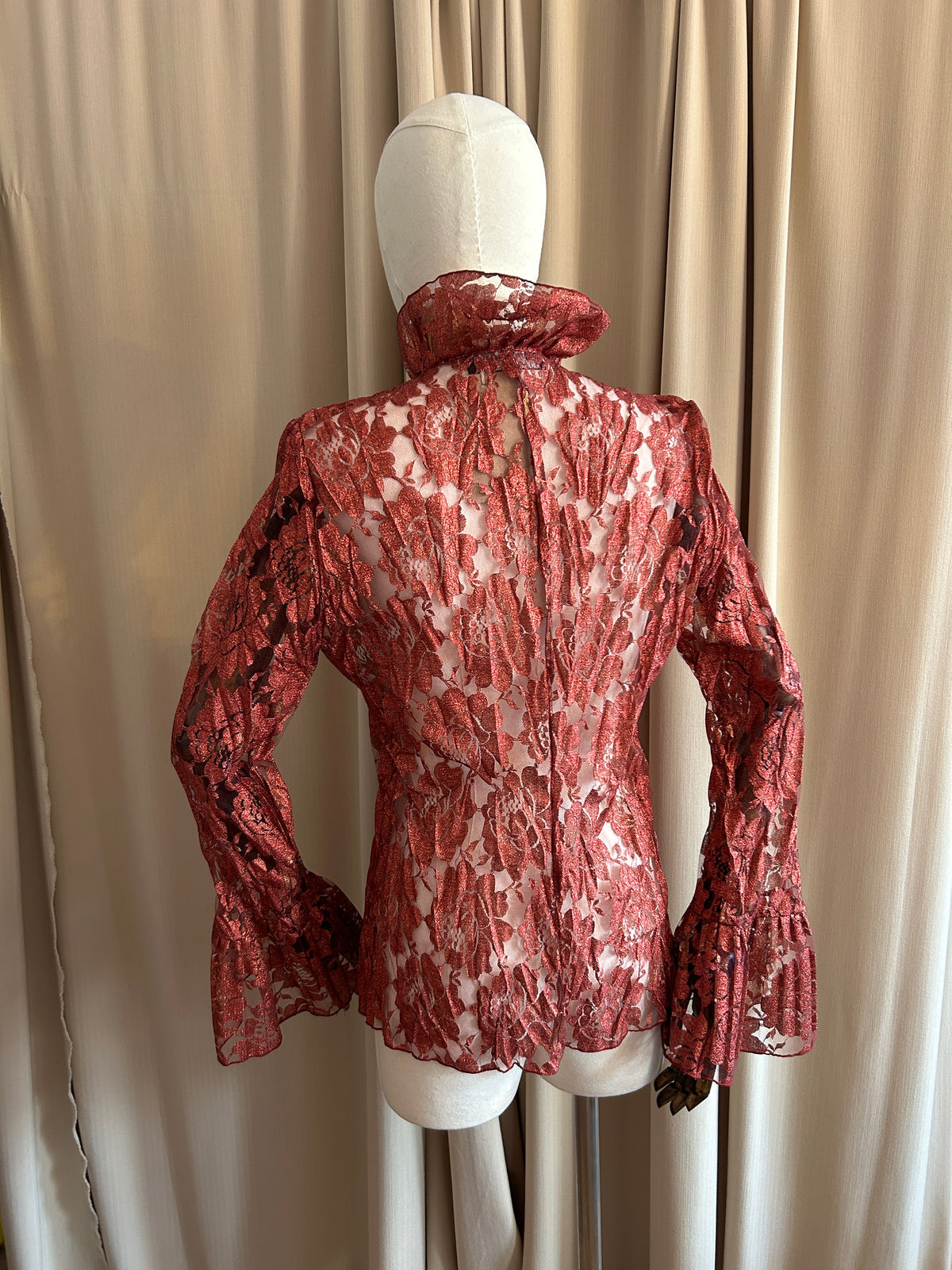 Red and Gold Lace Cardigan