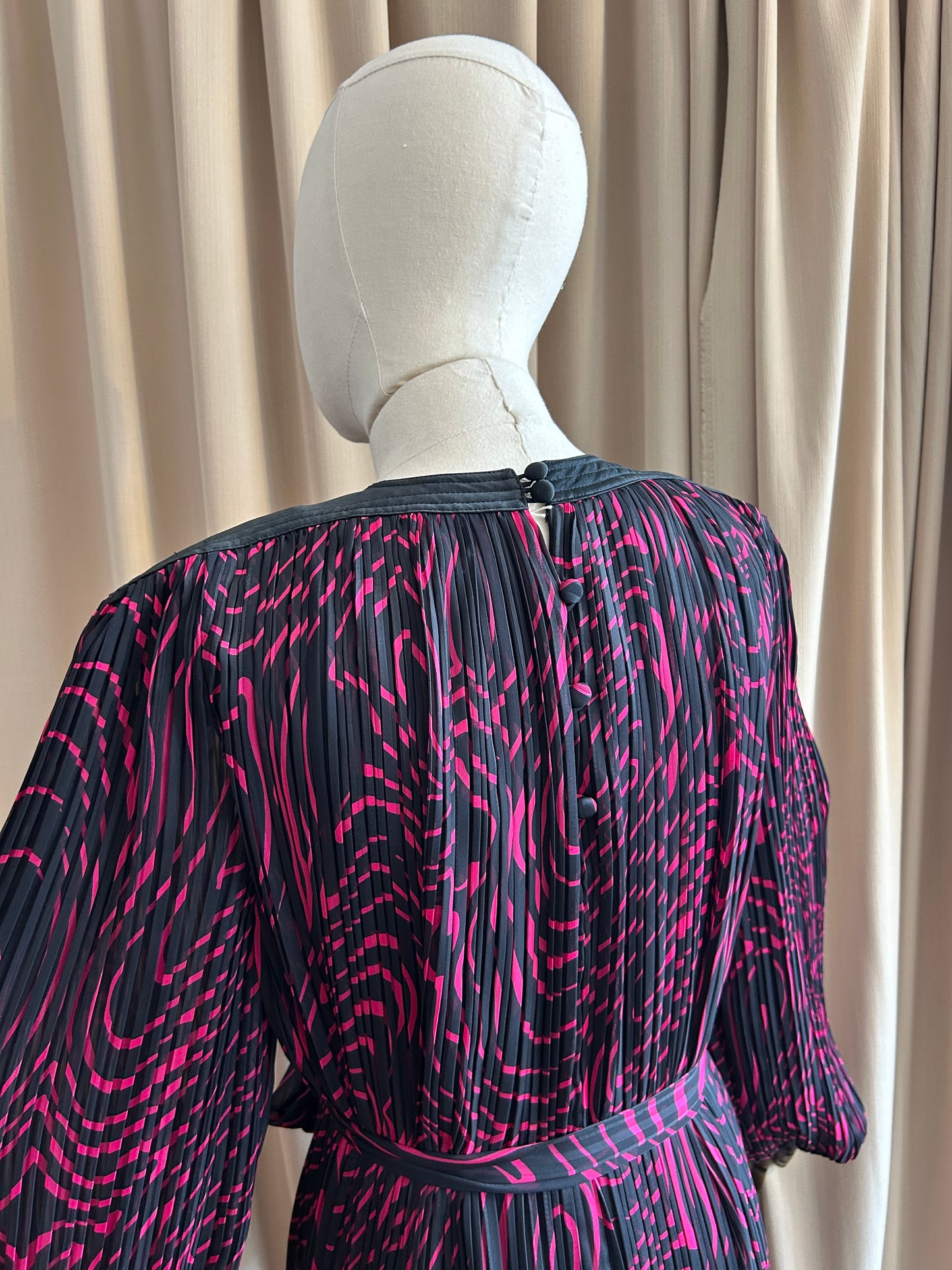 Black and Pink Pleat Dress