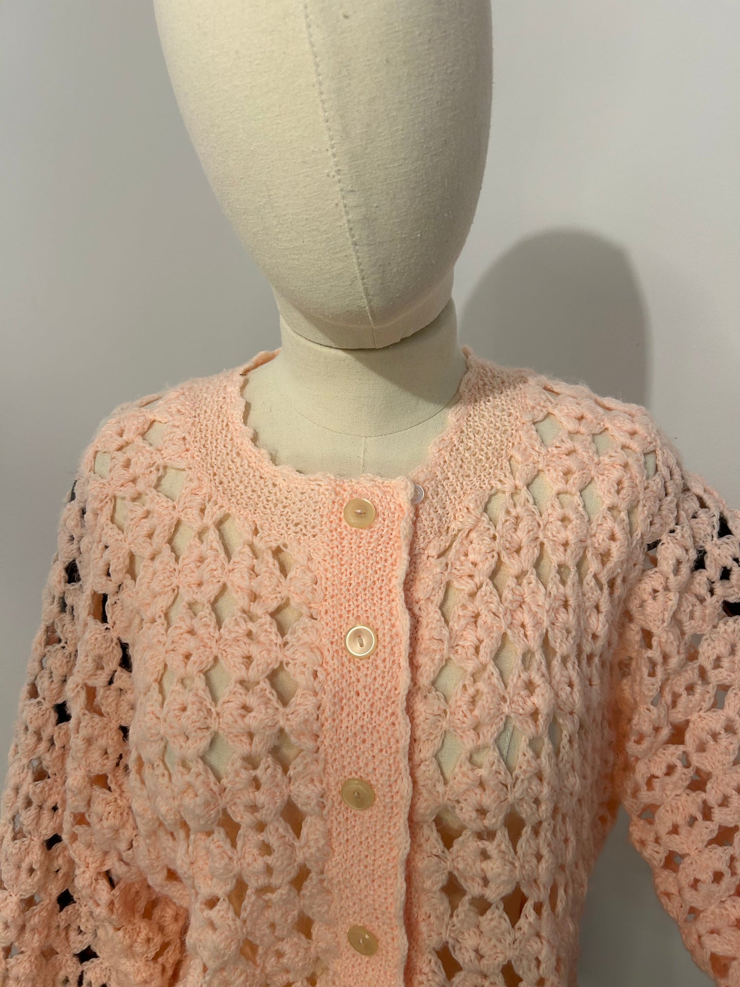 Pastel Pink Crochet Cardigan
