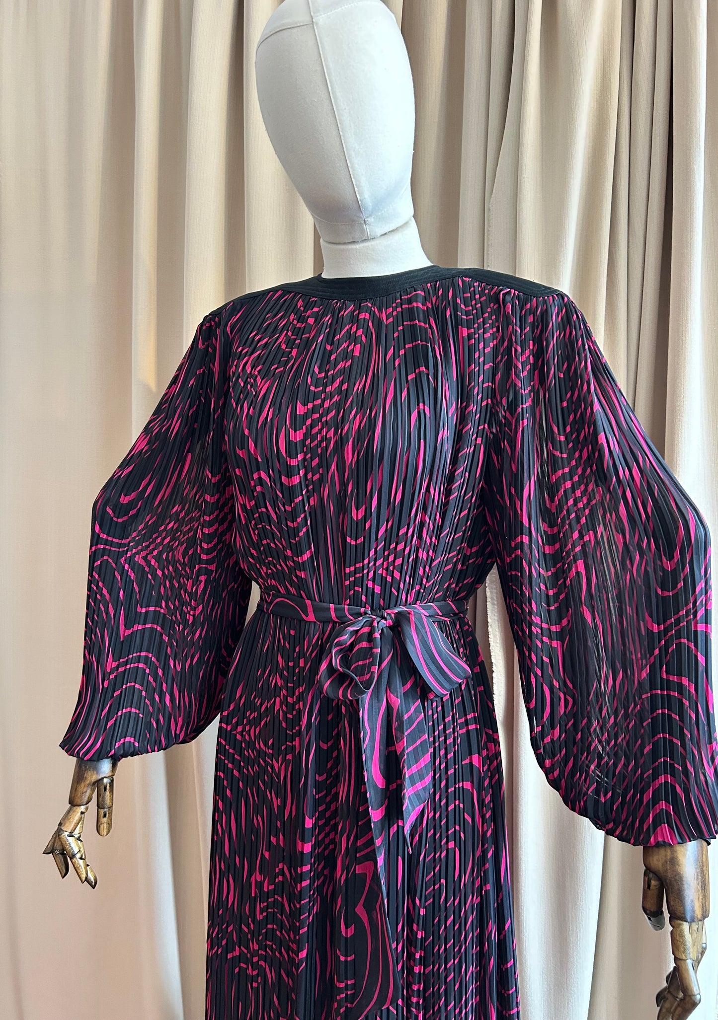 Black and Pink Pleat Dress