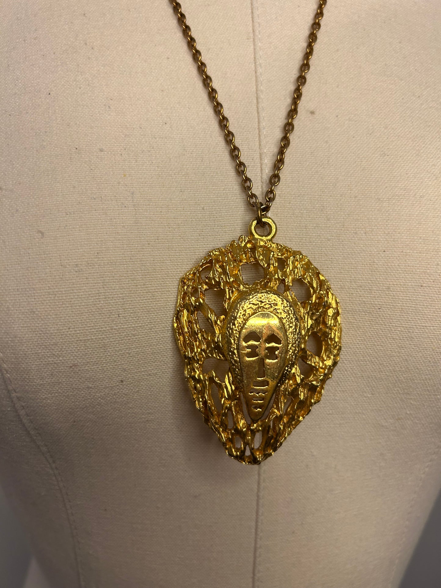 Gold Tone Oval Face Necklace