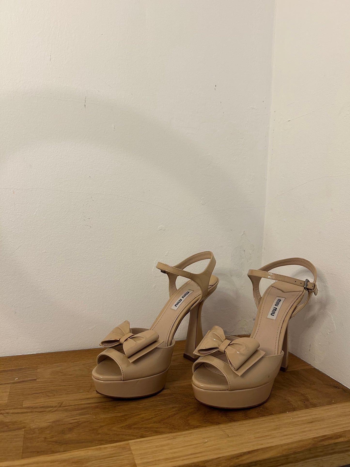Miu Miu Patent Nude Platform Heels