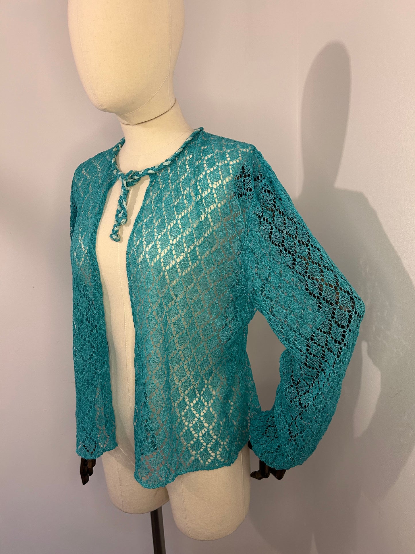 Teal Crochet Cardigan