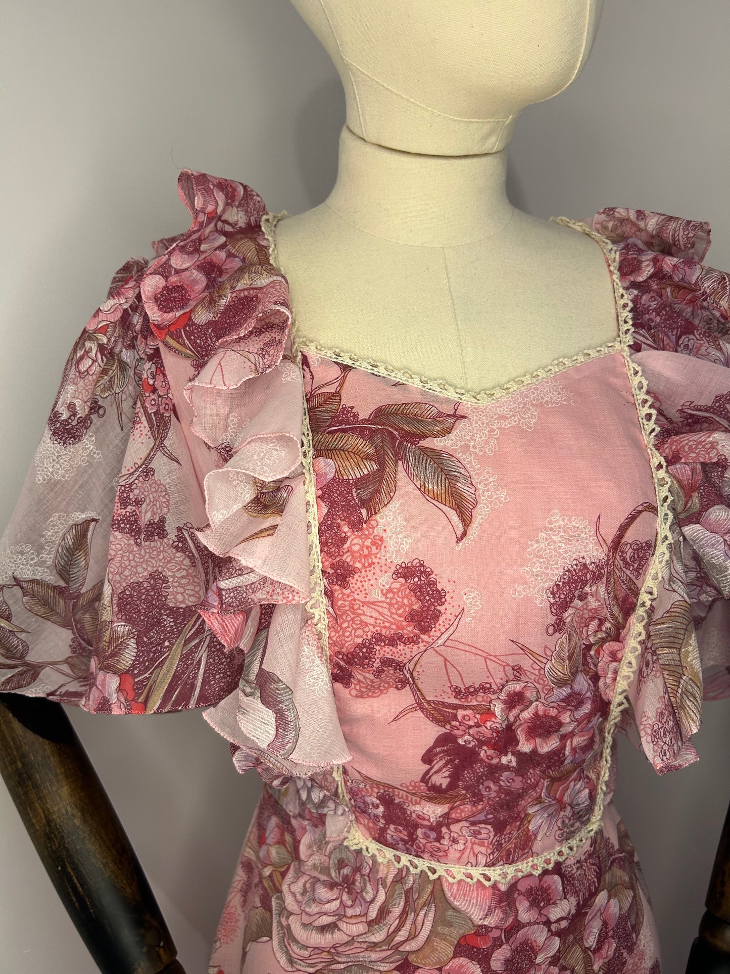 Pink floral angel sleeve dress