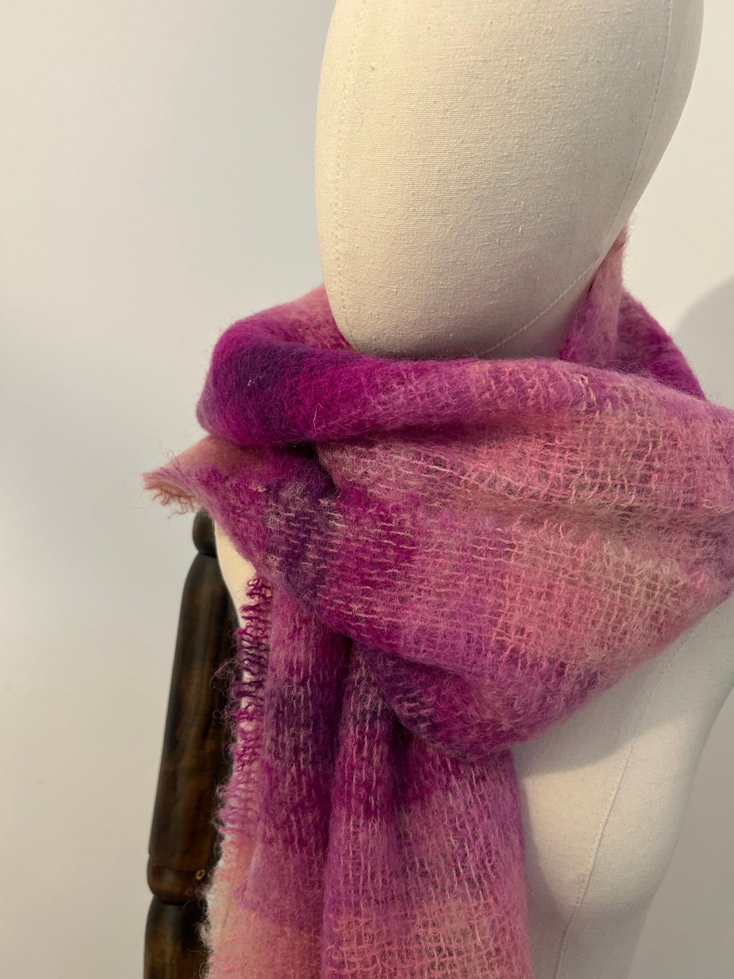 Purple Check Mohair Scarf