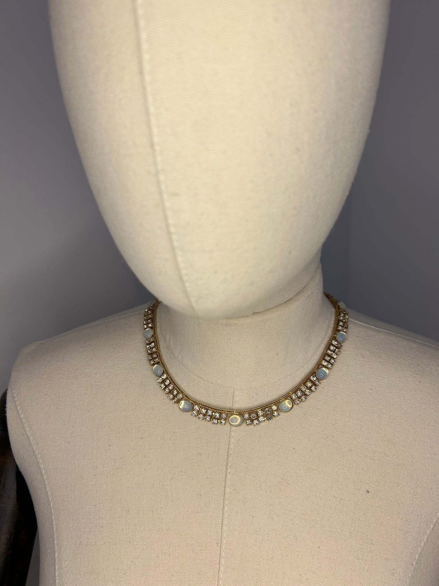 Gold Tone Faux Opal Necklace