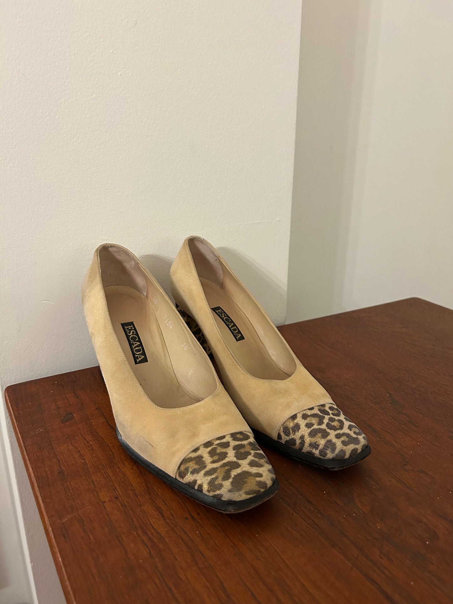 Escada Leopard Block Heels