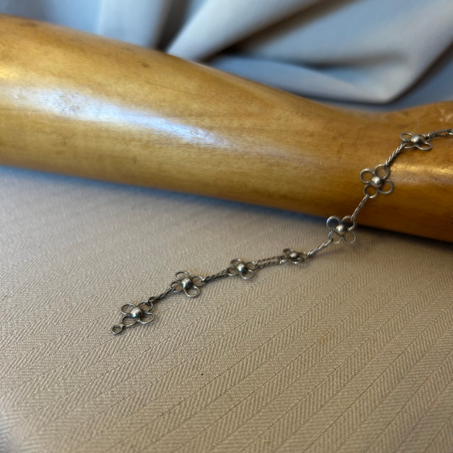 Sterling Silver Flower Chain Bracelet