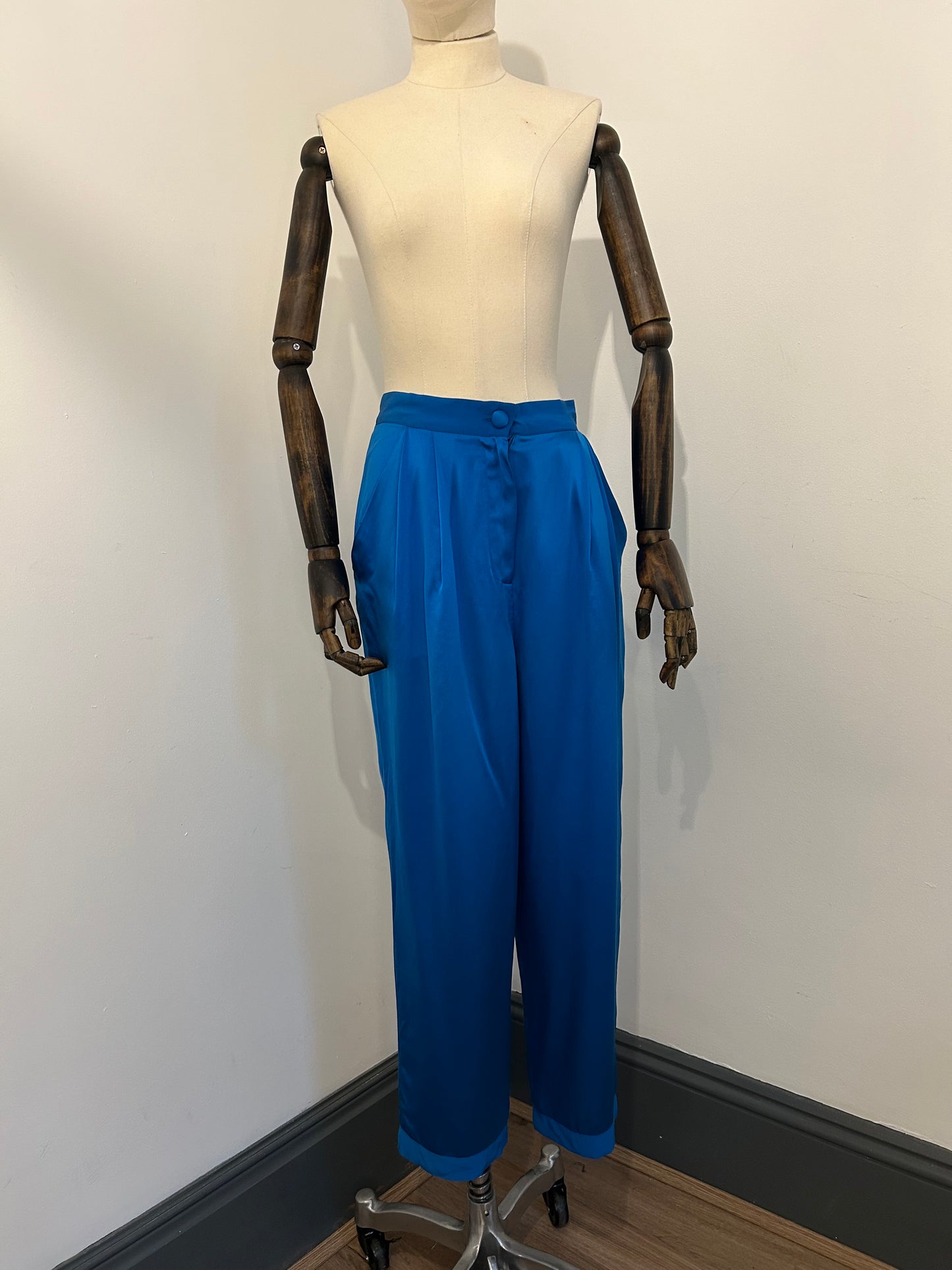 Electric Blue Silk Trousers by Christina Stambolian