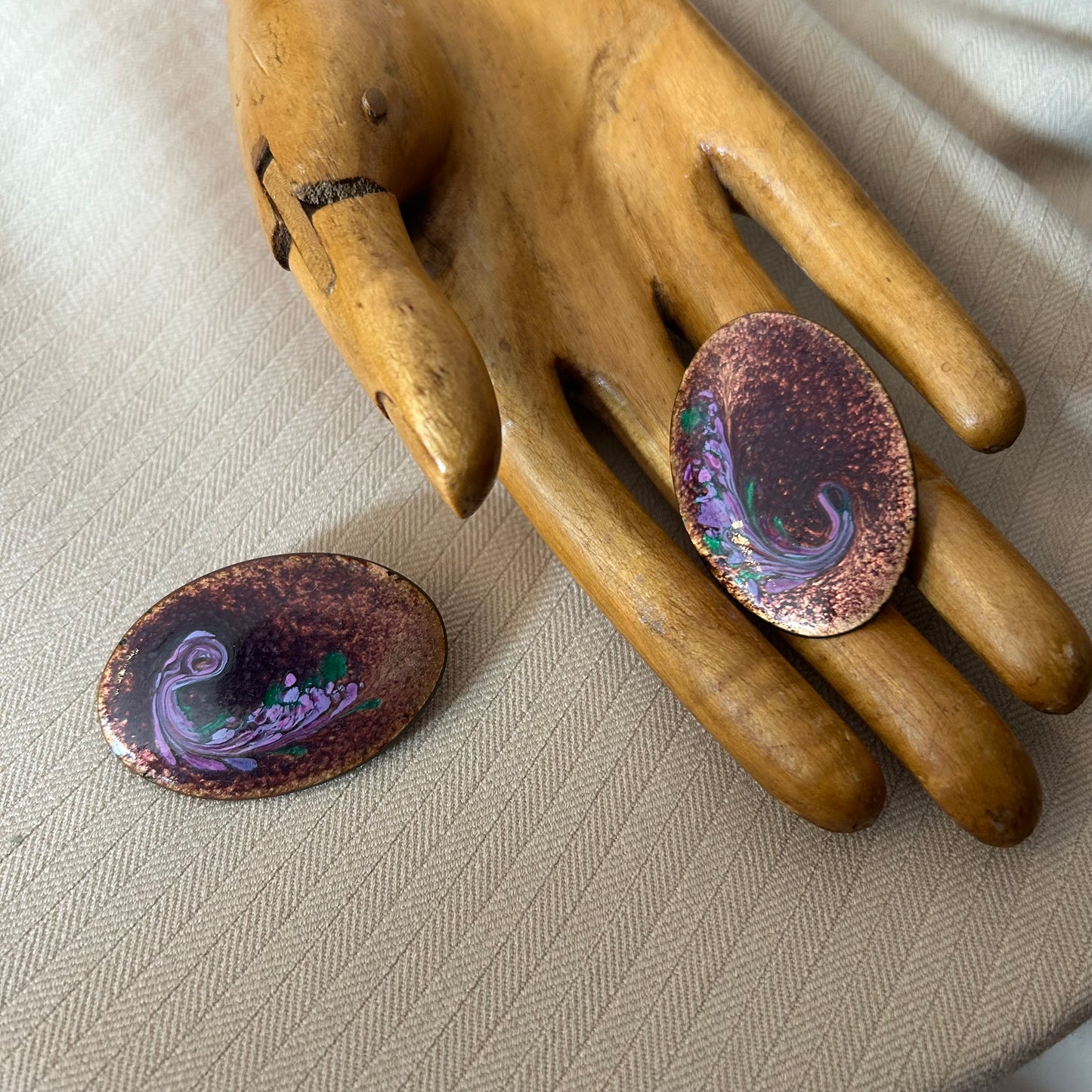 Purple Swirled Enamel Clip On